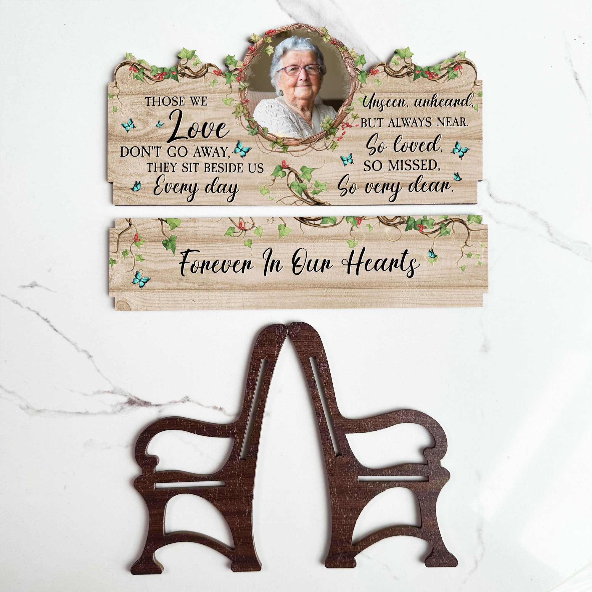 Those We Love Sit Beside Us - Personalized Photo Memorial Bench