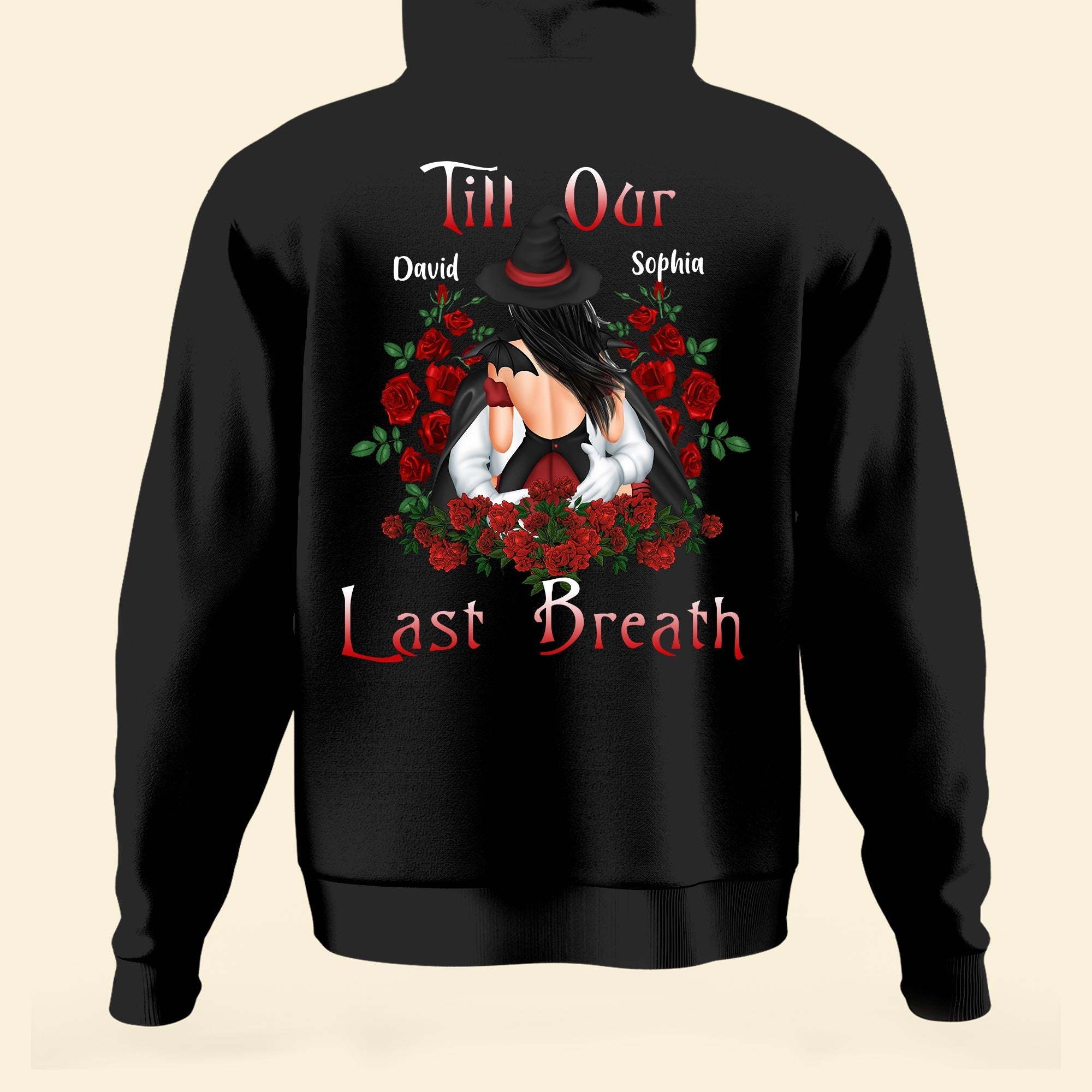 Till Our Last Breath - Personalized Matching Couple Back Printed Hoodies