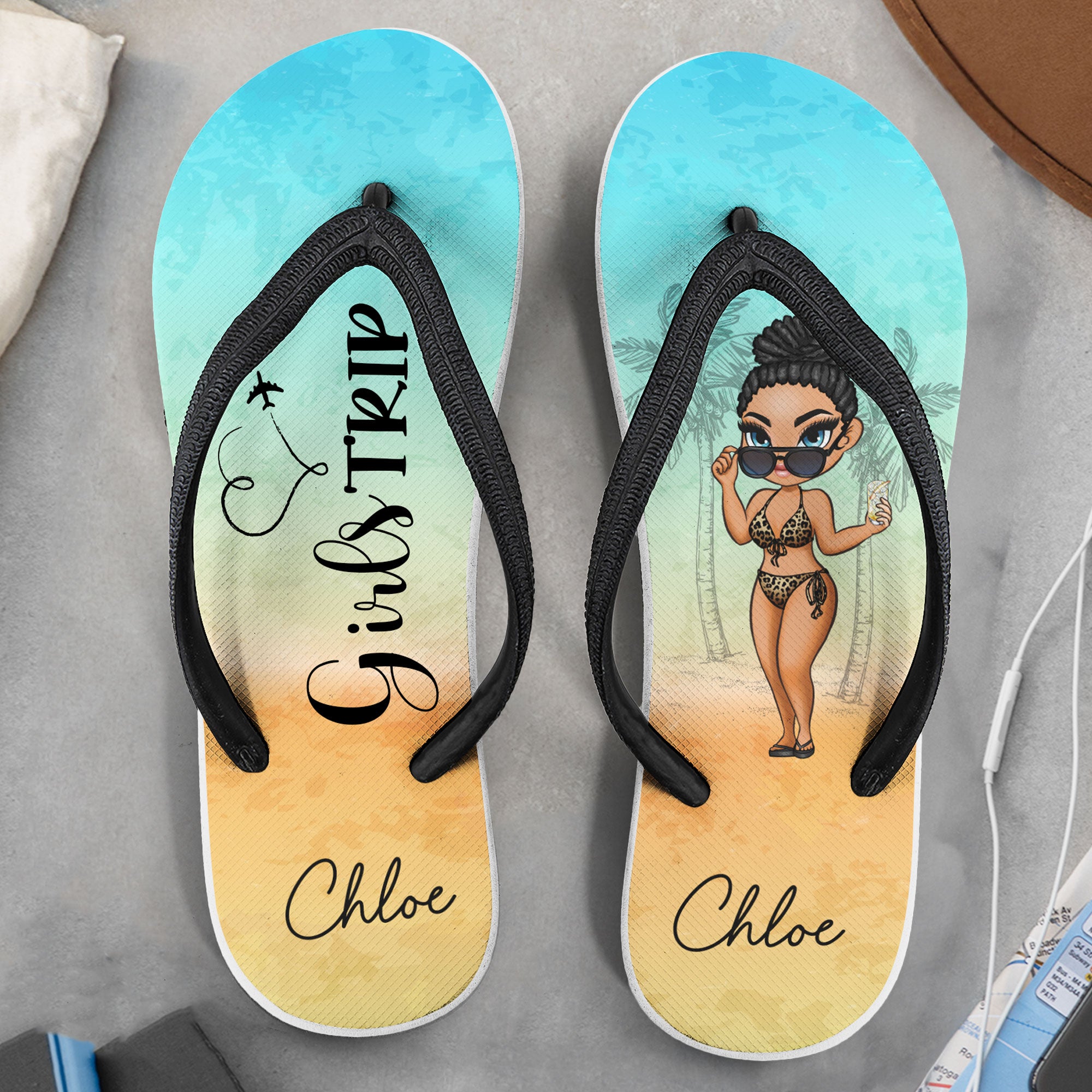 Time For Girls Trip - Personalized Flip Flops