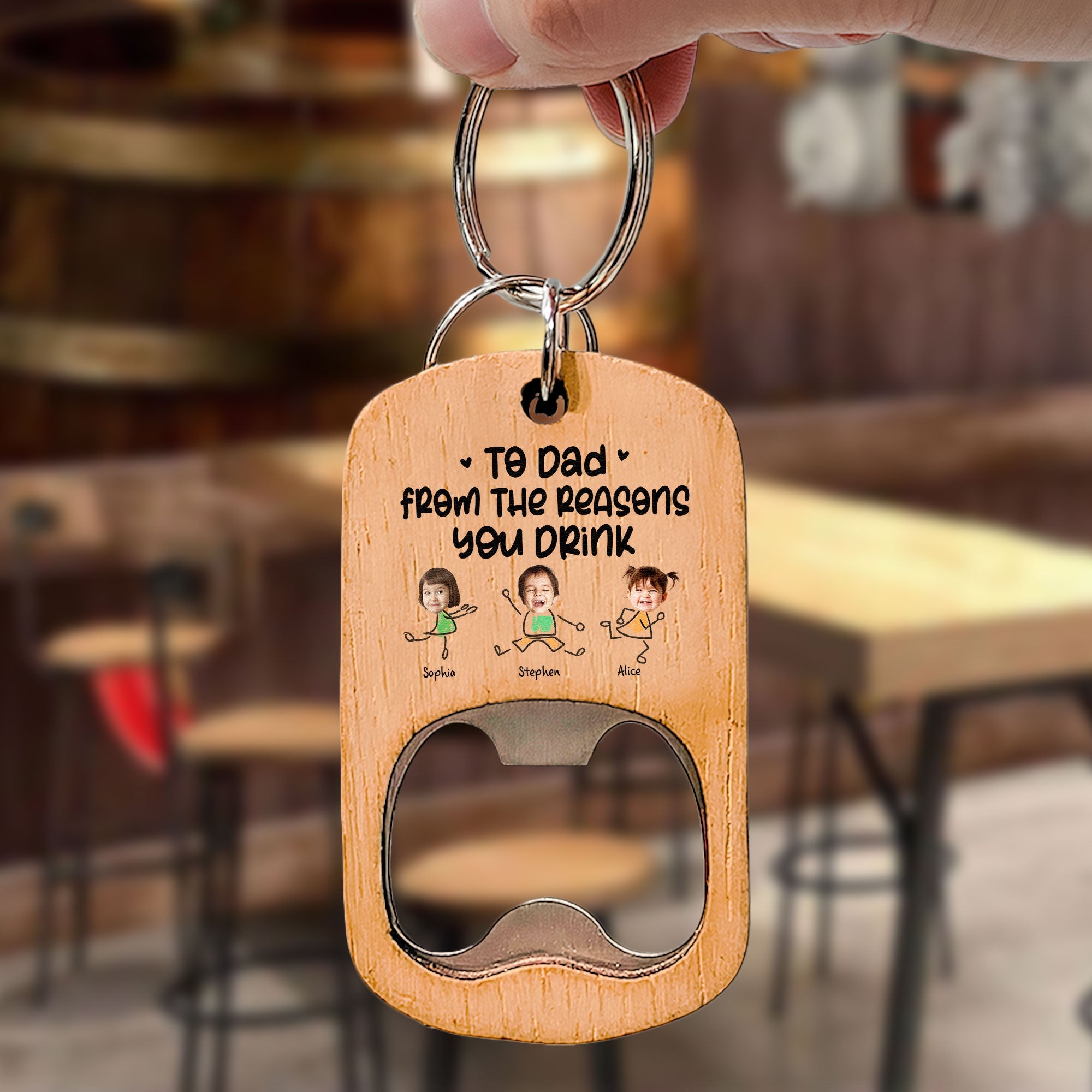 To Dad From The Reason You Drink - Personalized Bottle Opener Photo Keychain