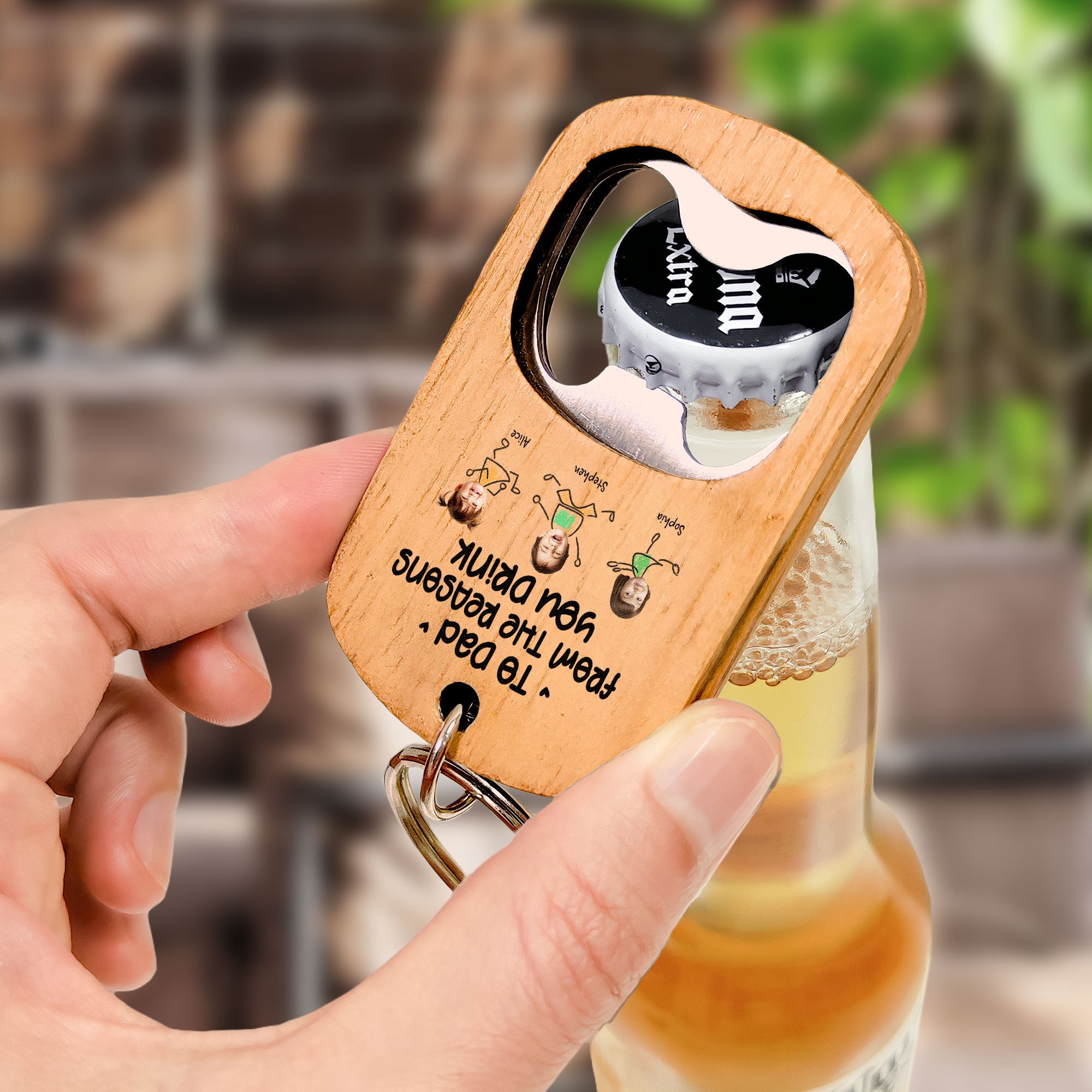 To Dad From The Reason You Drink - Personalized Bottle Opener Photo Keychain