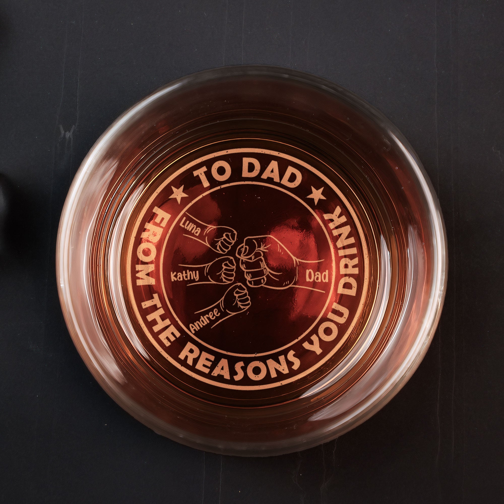 To Dad From The Reasons You Drink - Personalized Engraved Whiskey Glass