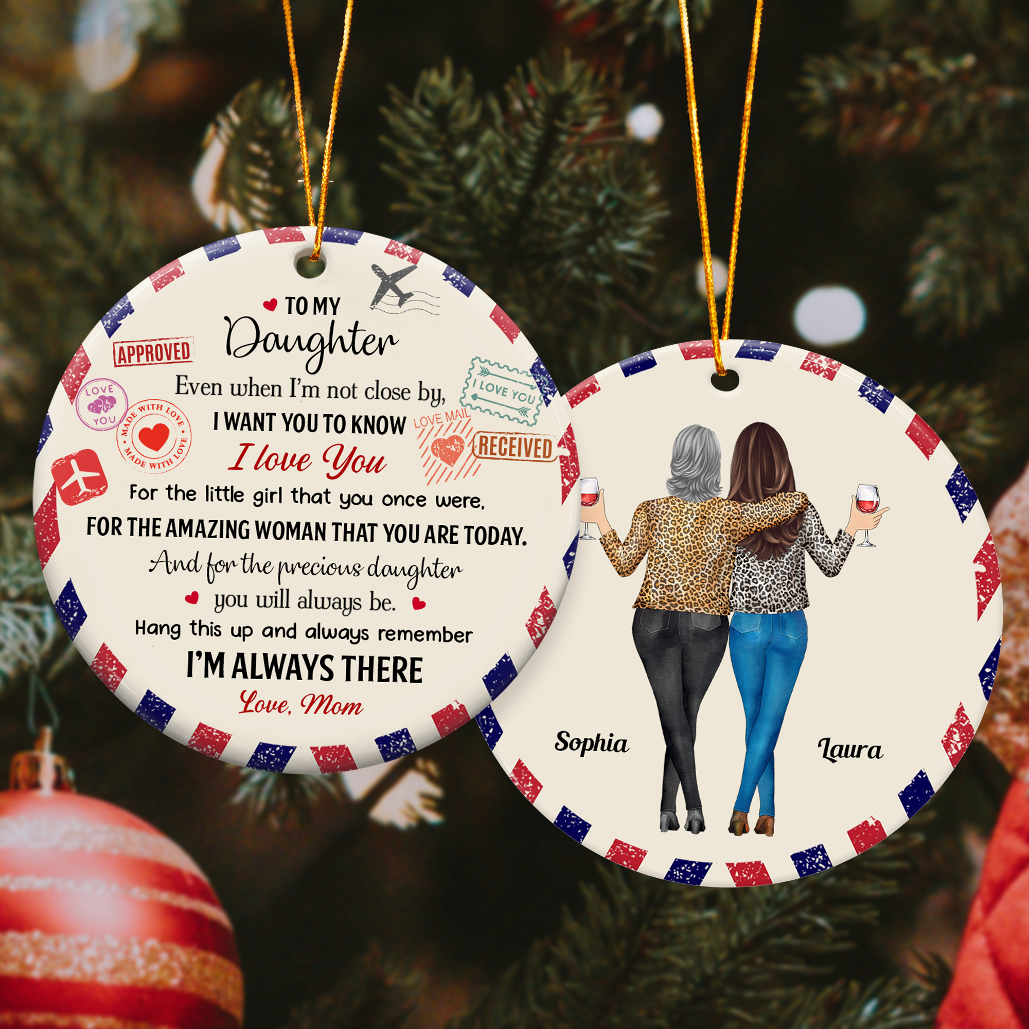 To Daughter I Want You To Know I Love You Postcard Ornament - Personalized Two-Sided Ceramic Ornament