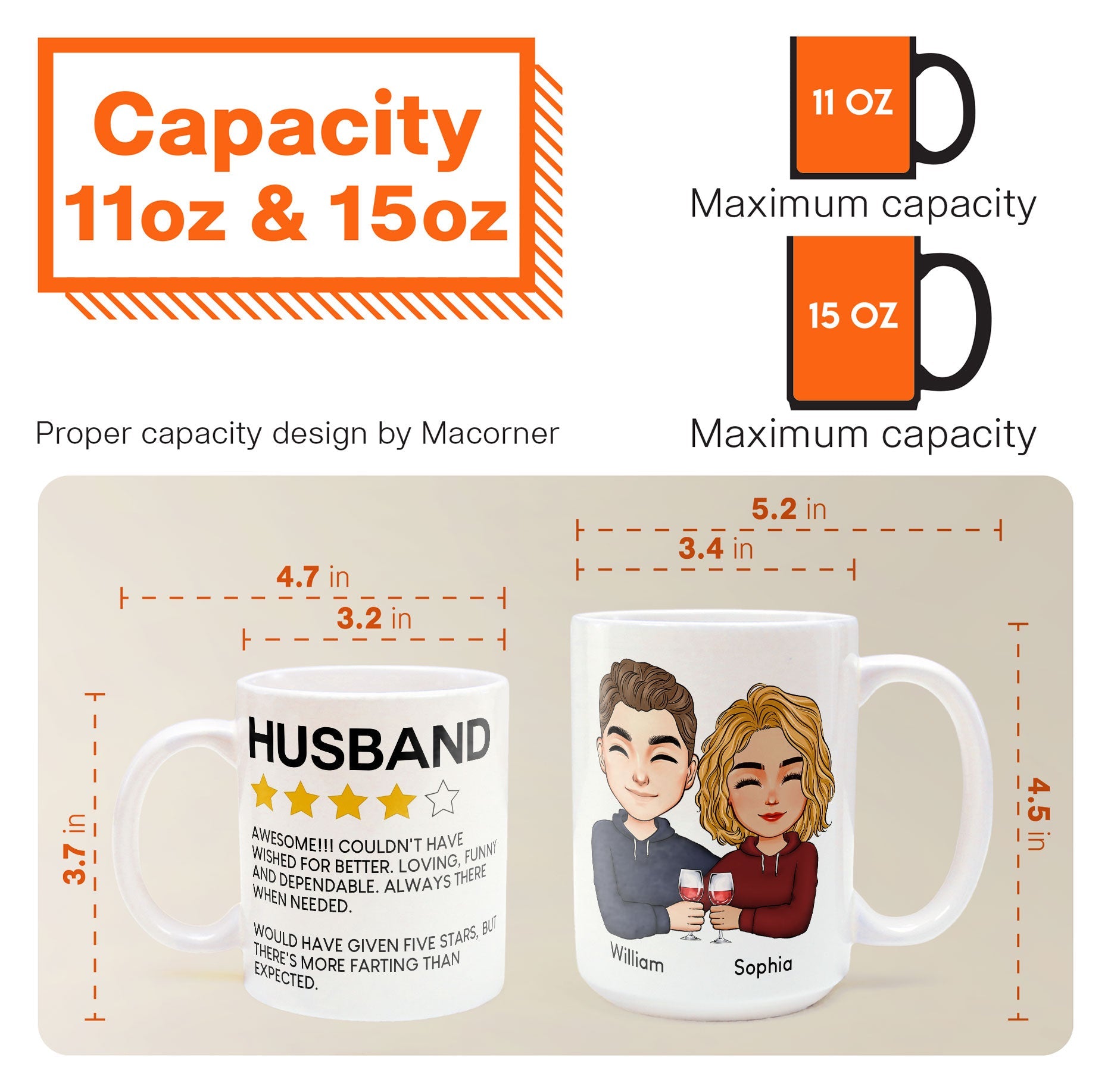 To Husband Five Star Funny - Personalized Mug