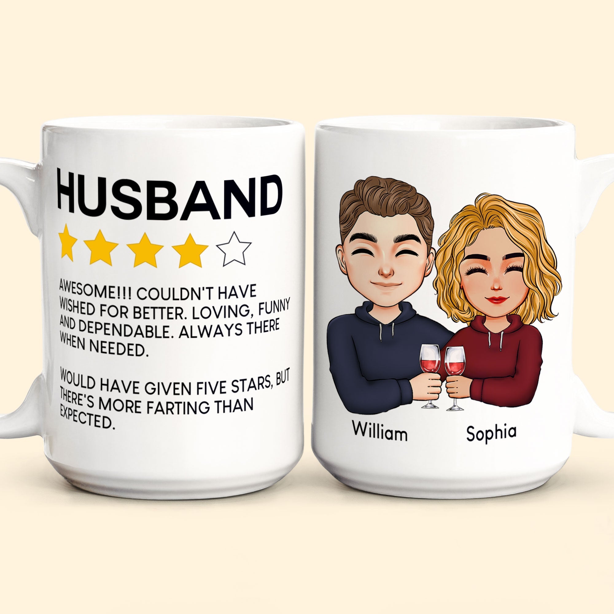 To Husband Five Star Funny - Personalized Mug