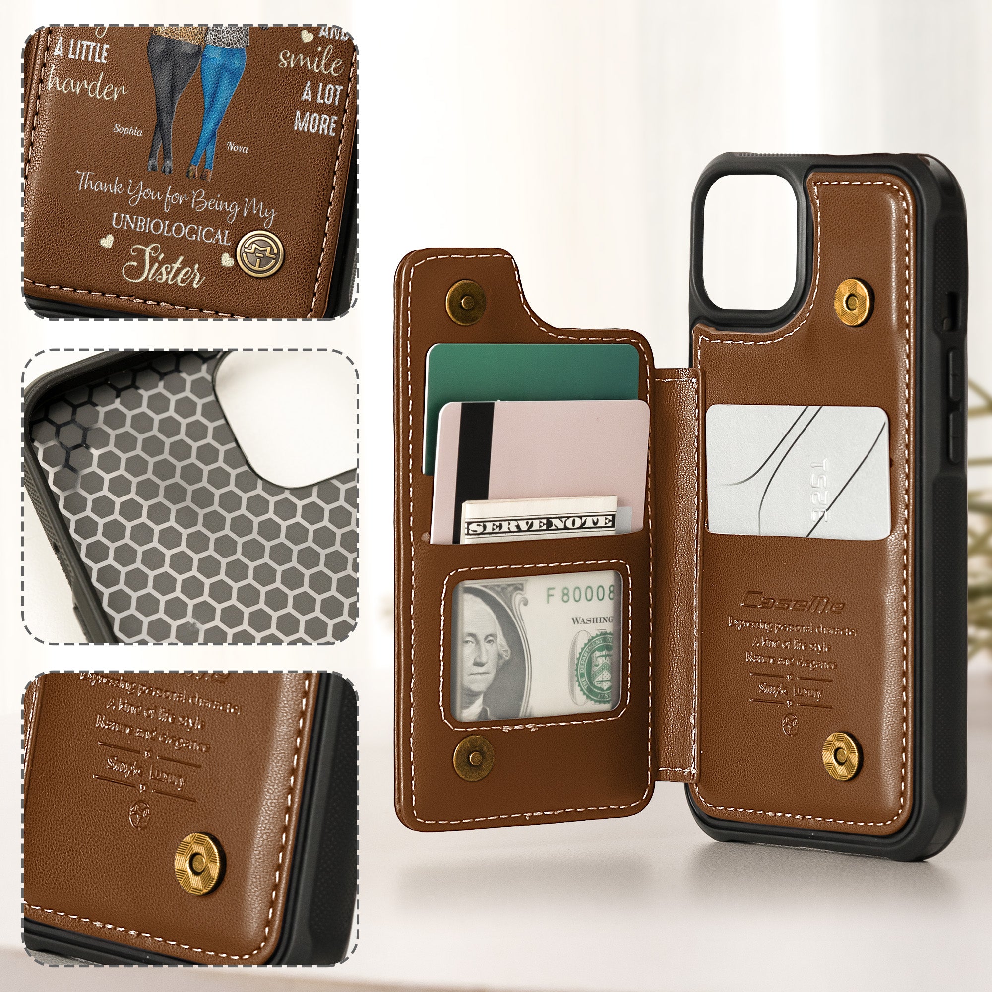 To My Badass Bestie - Personalized Leather Flip Wallet Phone Case