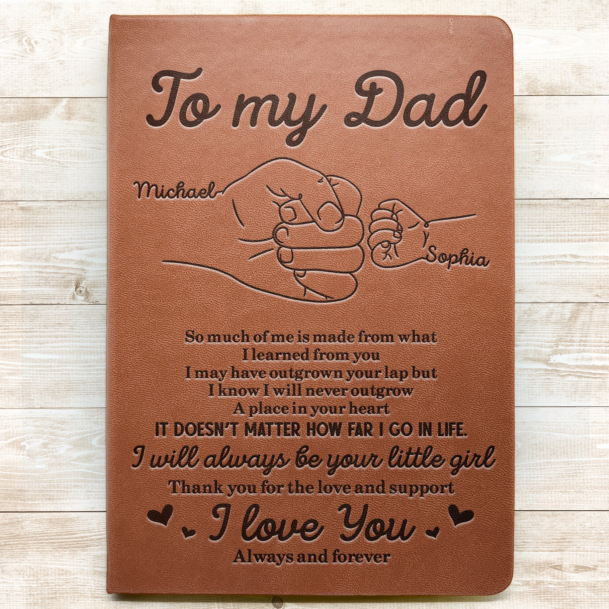 To My Dad Thank You For The Love And Support Gift - Personalized Leather Journal