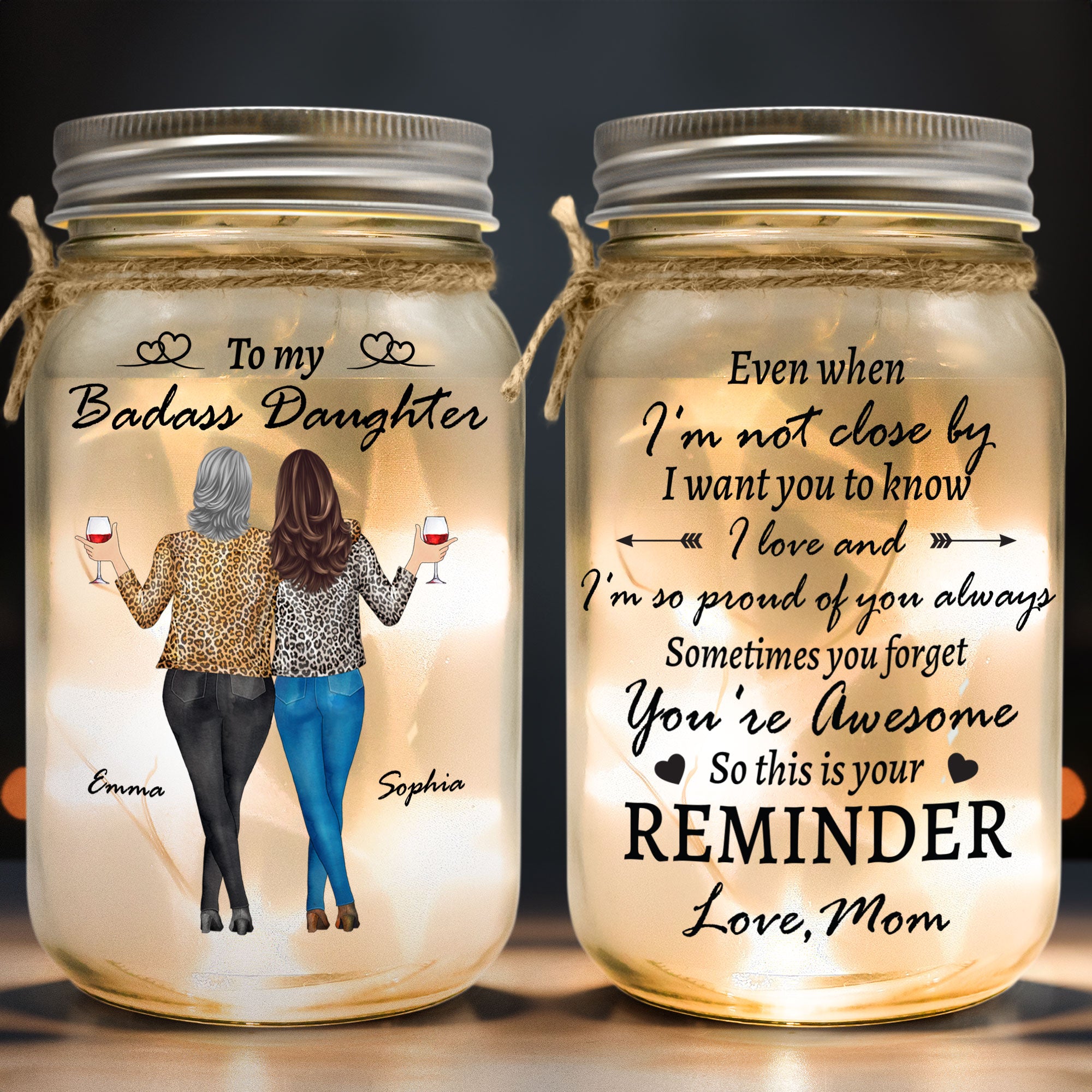 To My Daughter From Mom - Personalized Mason Jar Light