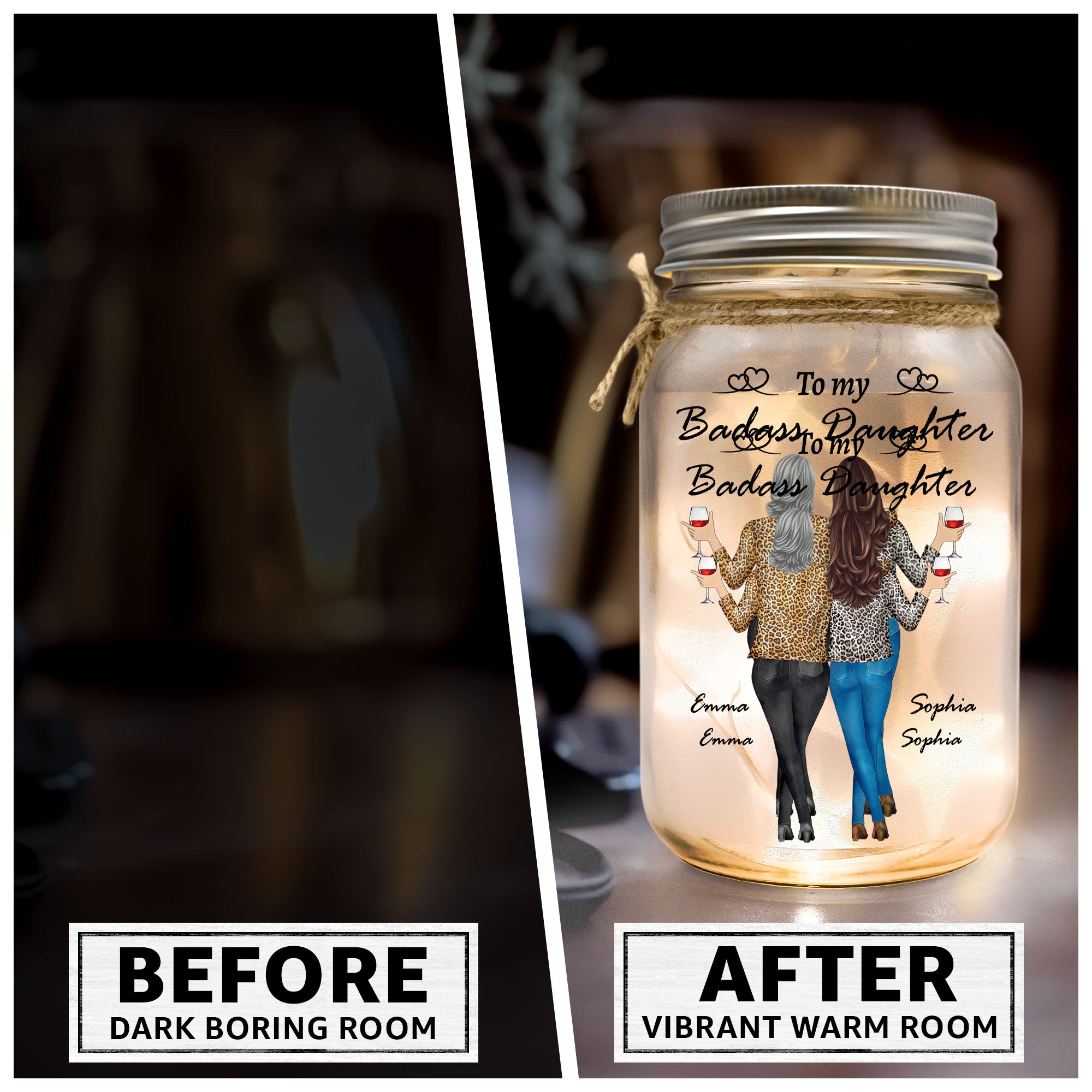 To My Daughter From Mom - Personalized Mason Jar Light