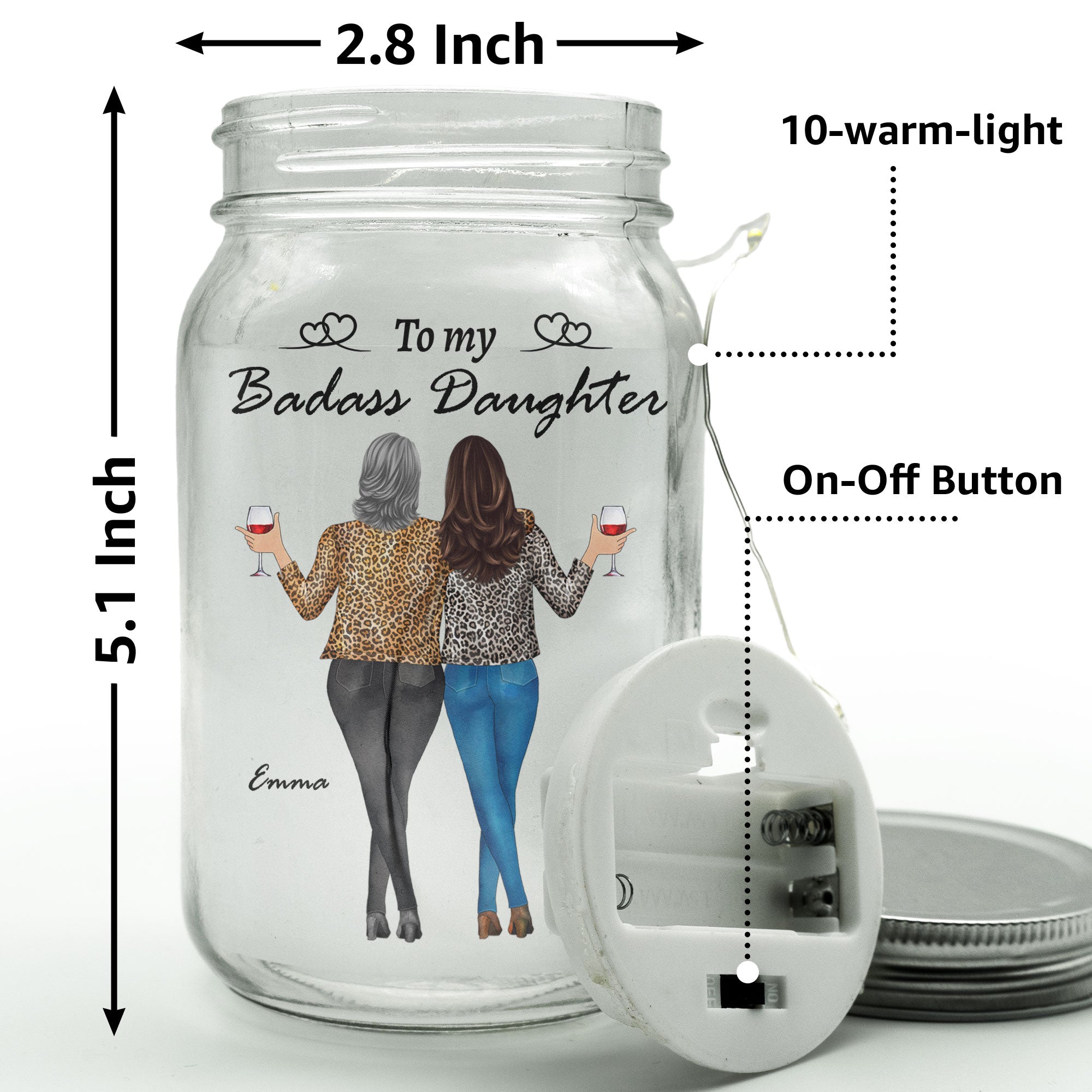 To My Daughter From Mom - Personalized Mason Jar Light