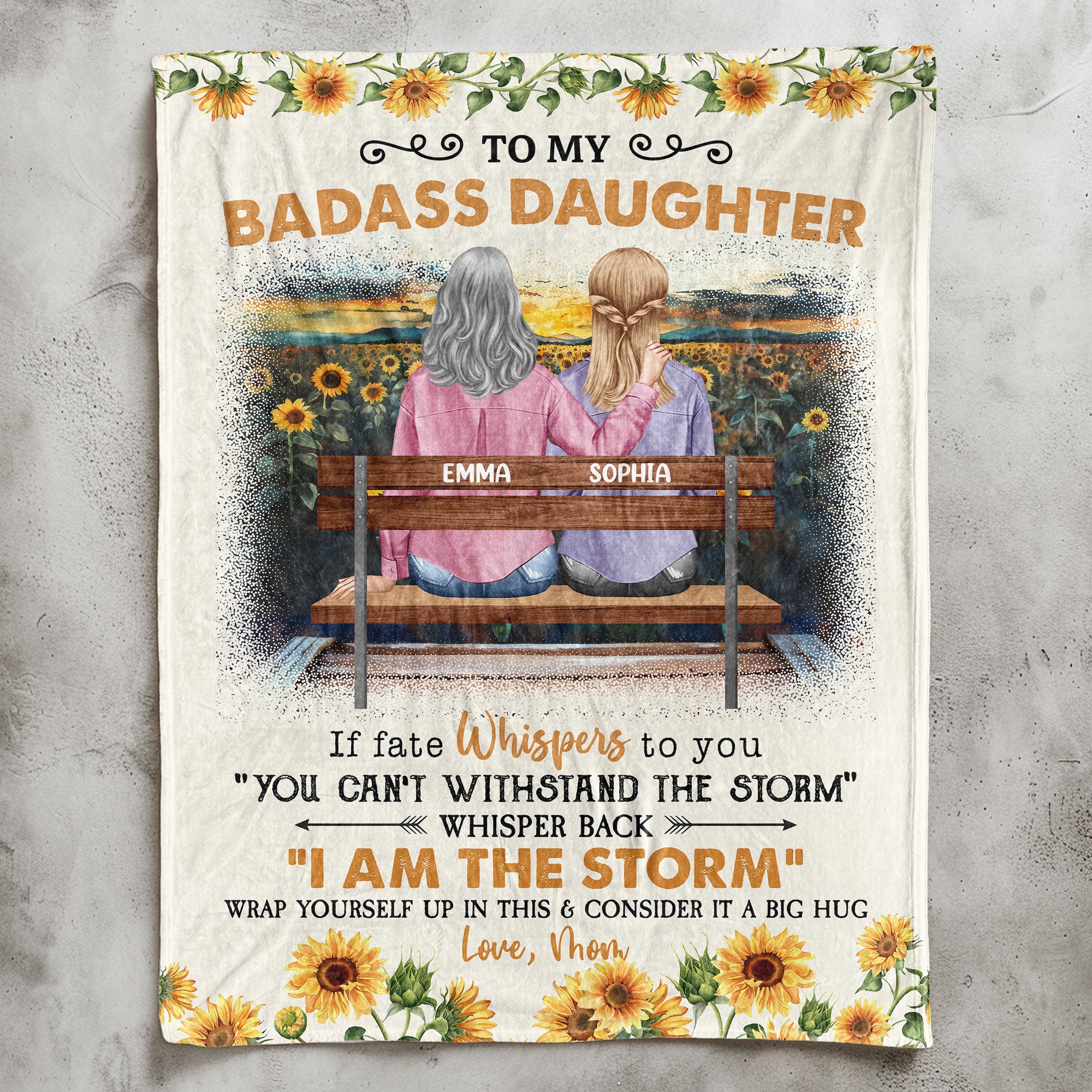 To My Daughter Whisper Back I Am The Storm - Personalized Blanket