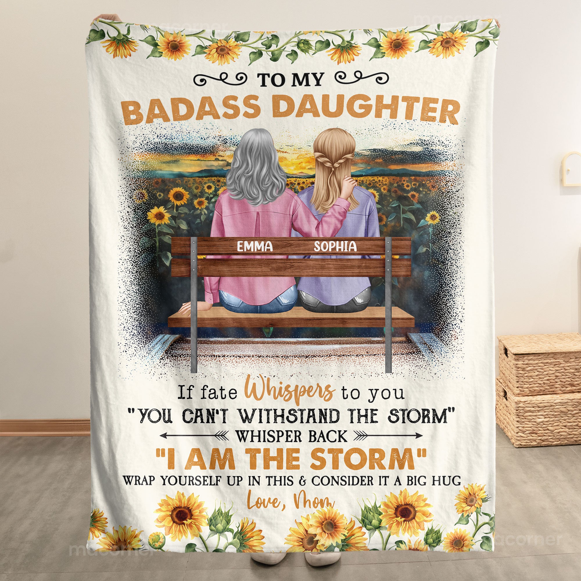 To My Daughter Whisper Back I Am The Storm - Personalized Blanket