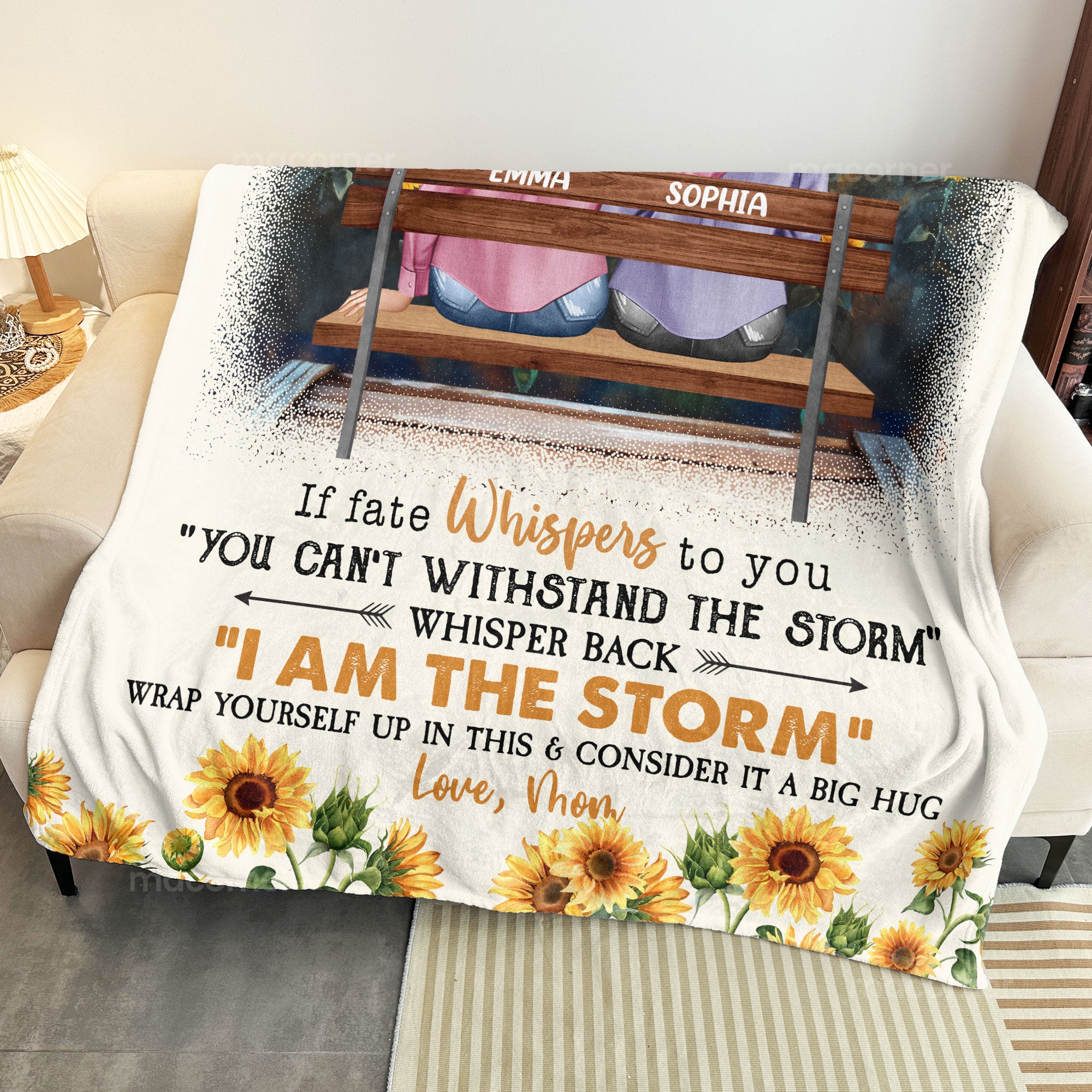 To My Daughter Whisper Back I Am The Storm - Personalized Blanket