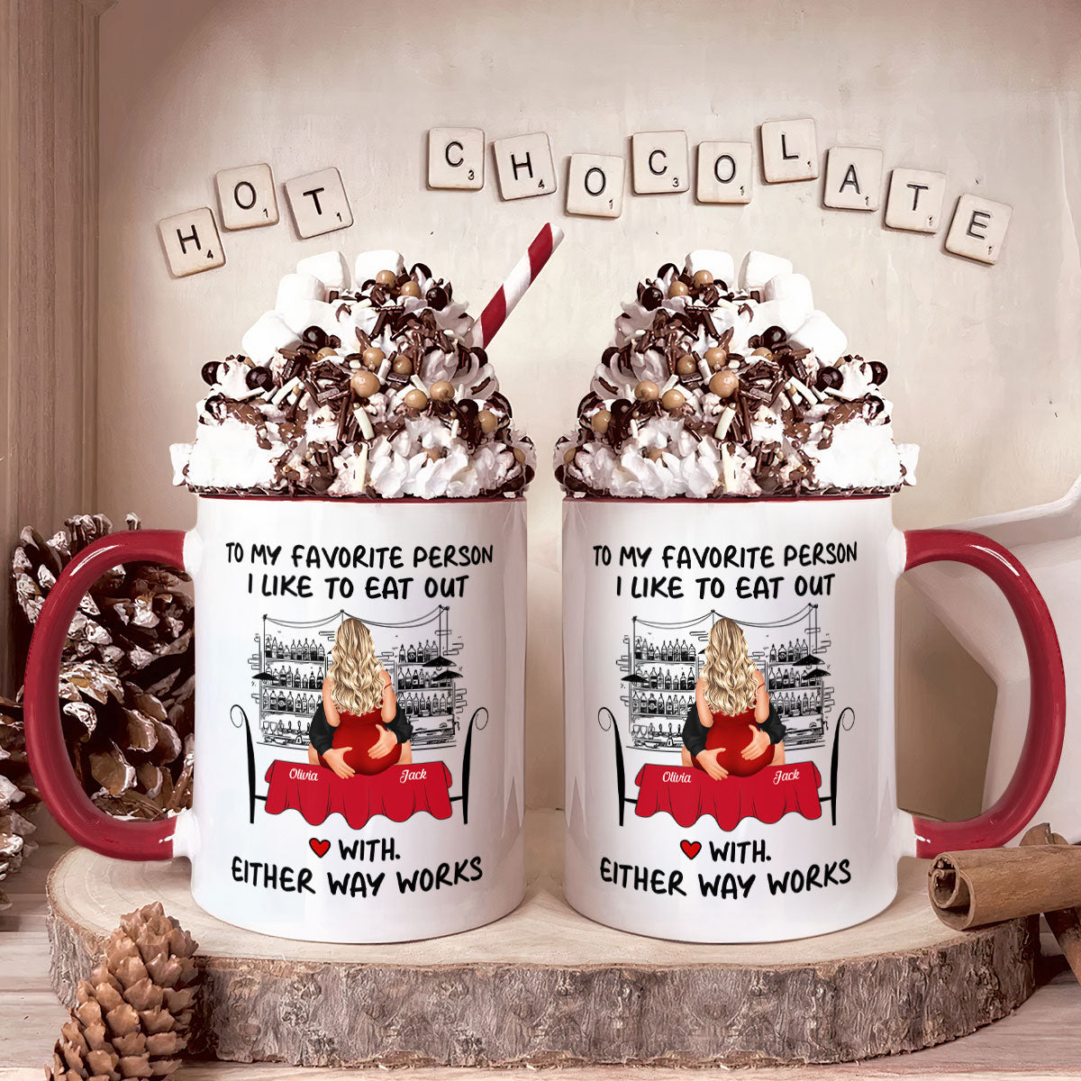 To My Favorite Person I Like To Eat Out - Personalized Accent Mug