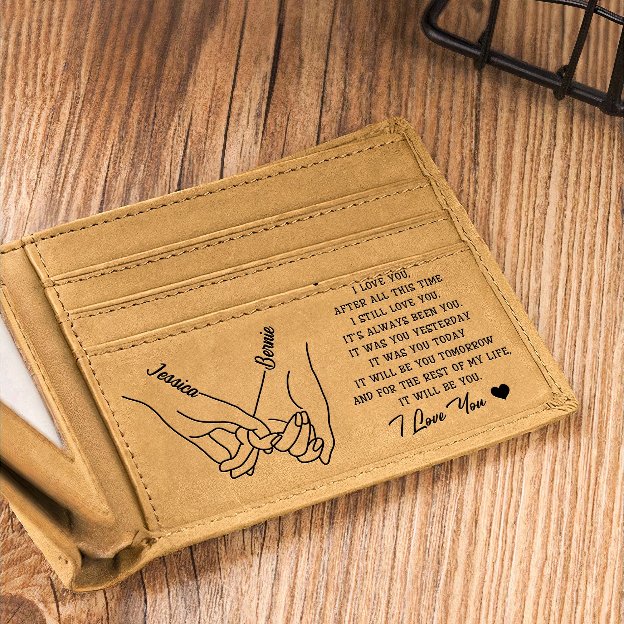 To My Husband I Love You Forever And Always - Personalized Leather Wallet