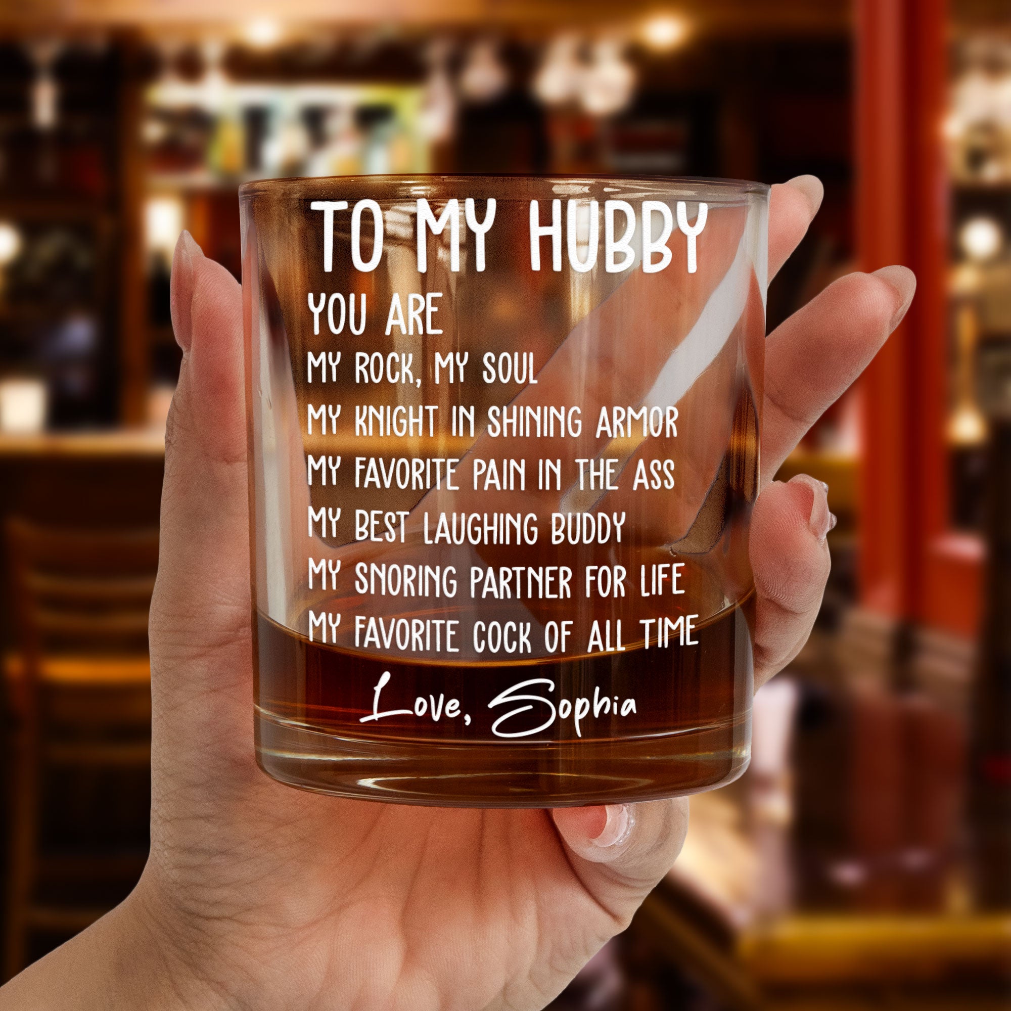 To My Husband You Are My Favorite Cock Of All Time - Personalized Whiskey Glass