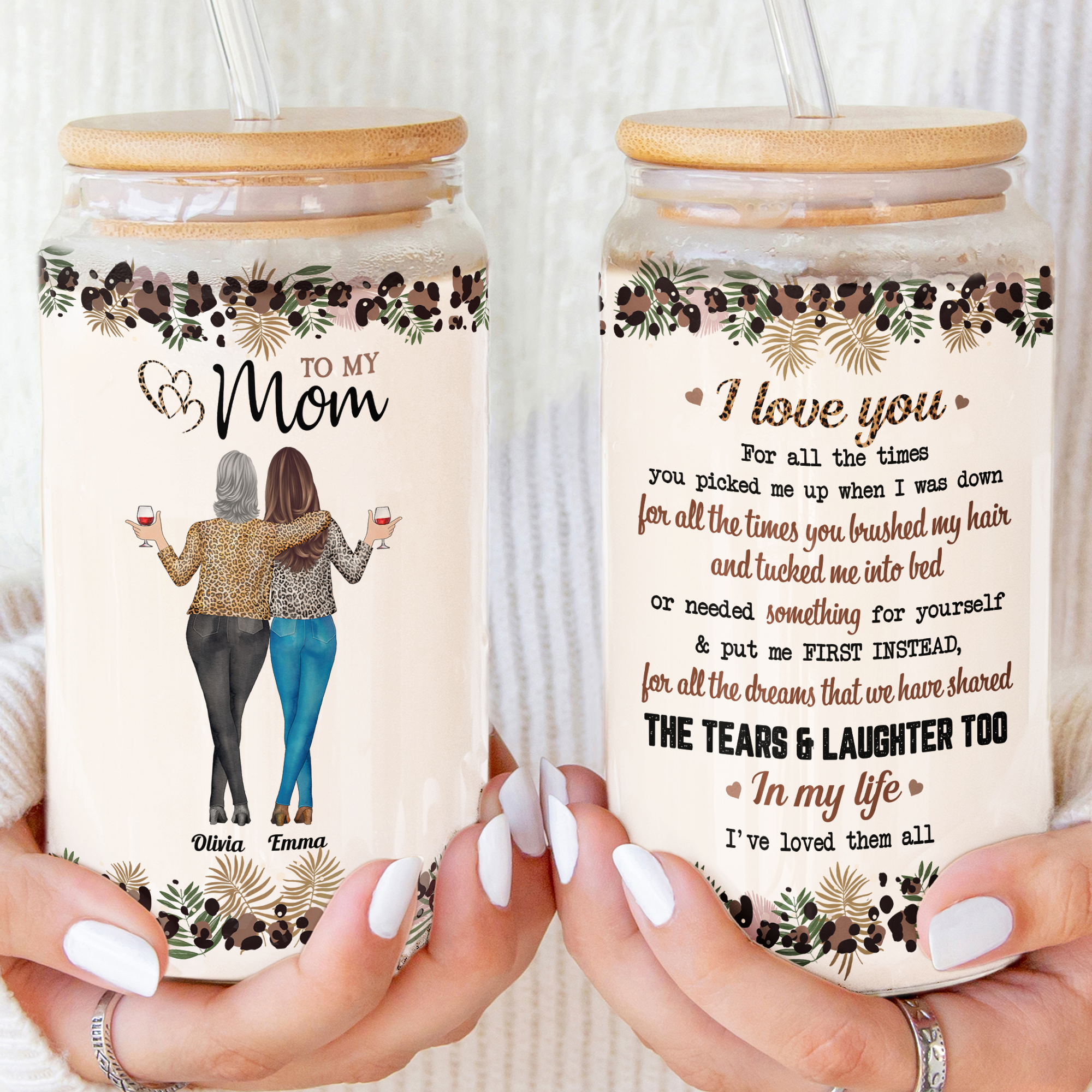 To My Mom I Love You For All The Times You Picked Me Up - Personalized Clear Glass Cup