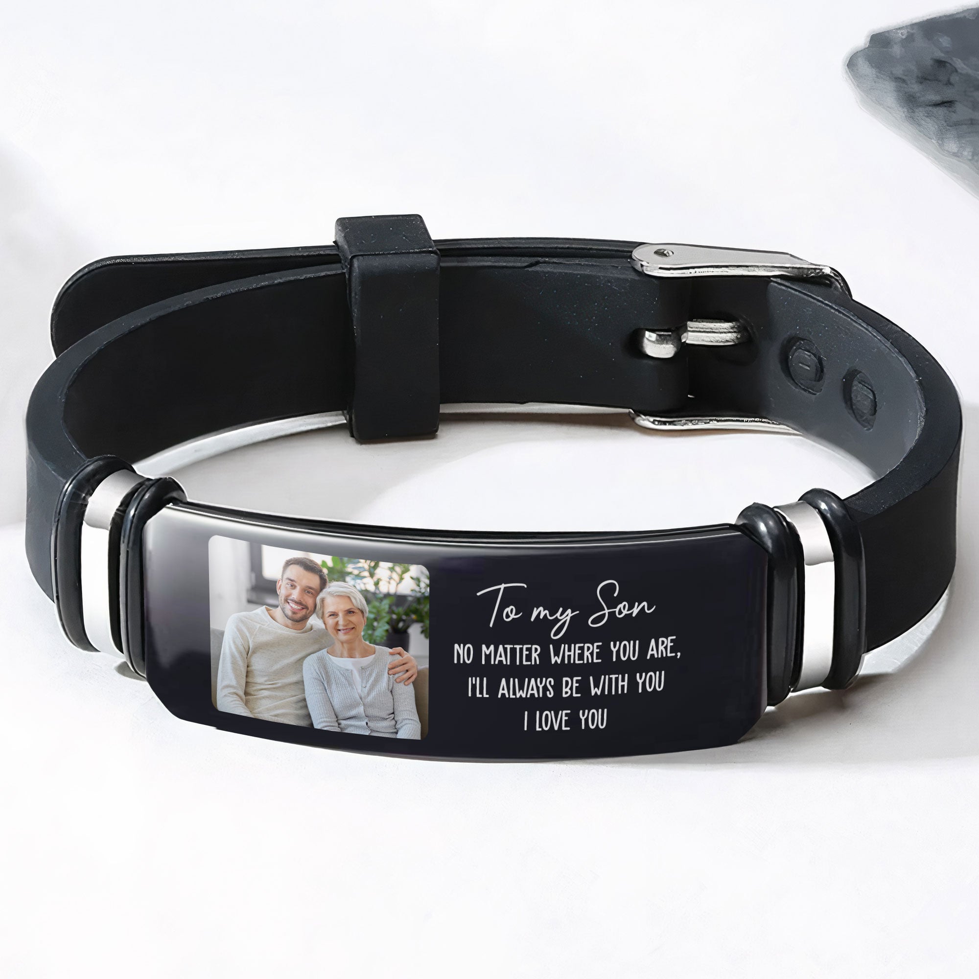 To My Son I'll Always Be With You I Love You - Personalized Photo Bracelet