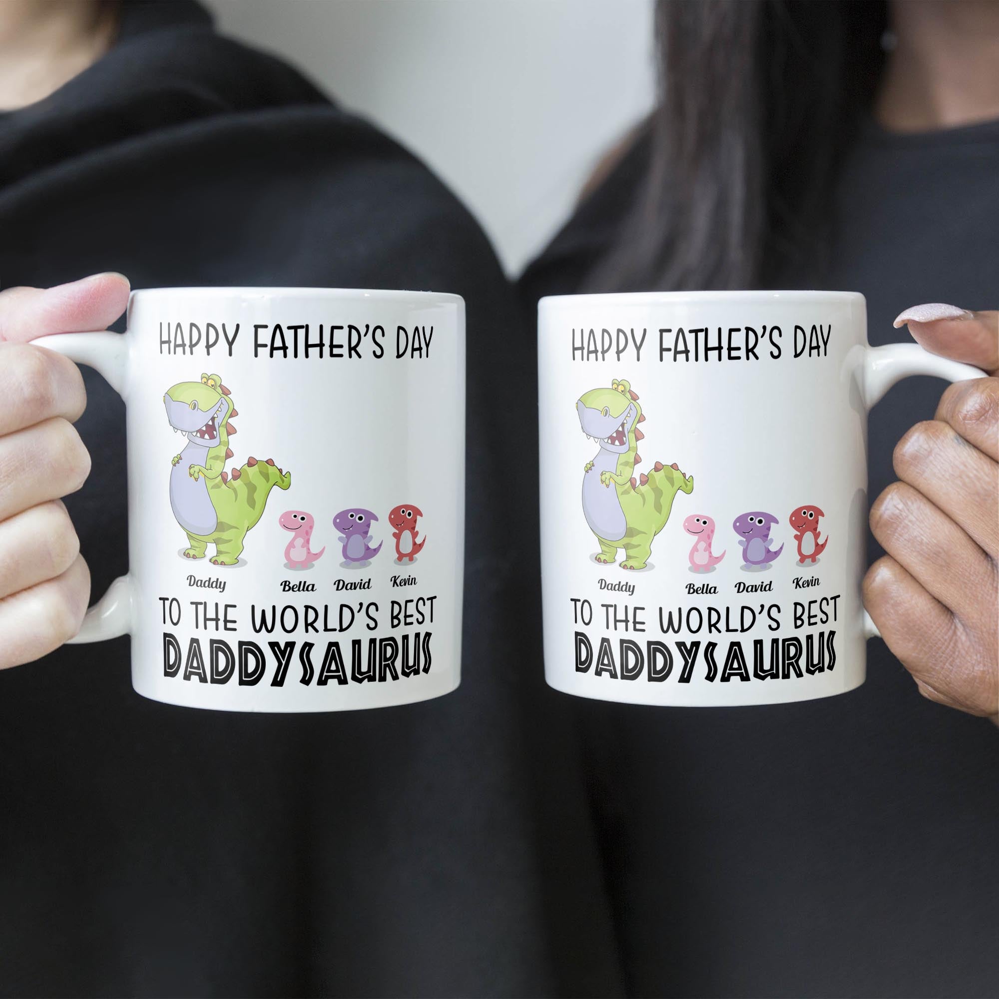 To The World's Best Daddysaurus - Personalized Mug - Father's Day, Birthday, Funny Gift For Dad, Father, Husband - Gift From Wife, Son, Daughter