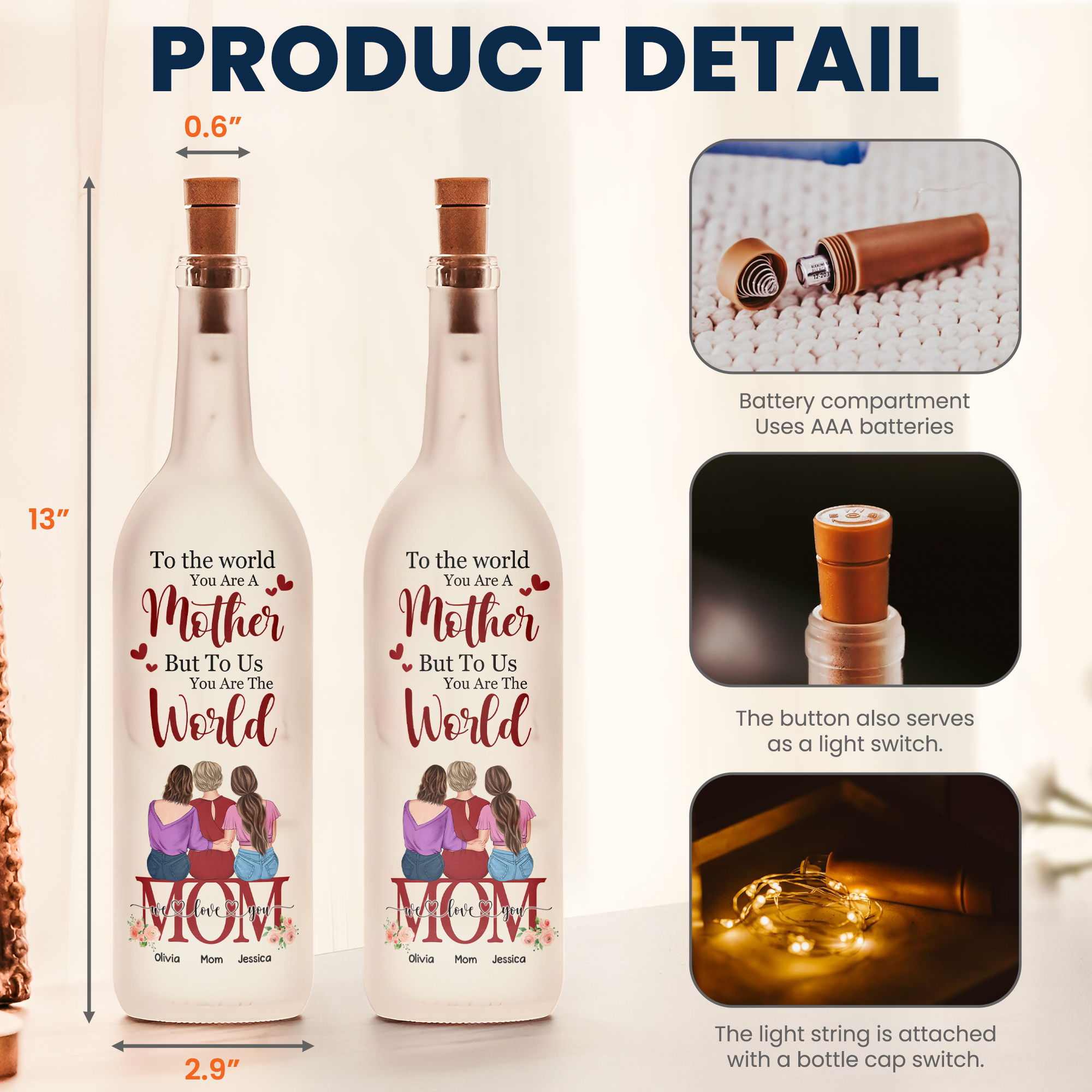 To Us You Are The World - Personalized Bottle Lamp