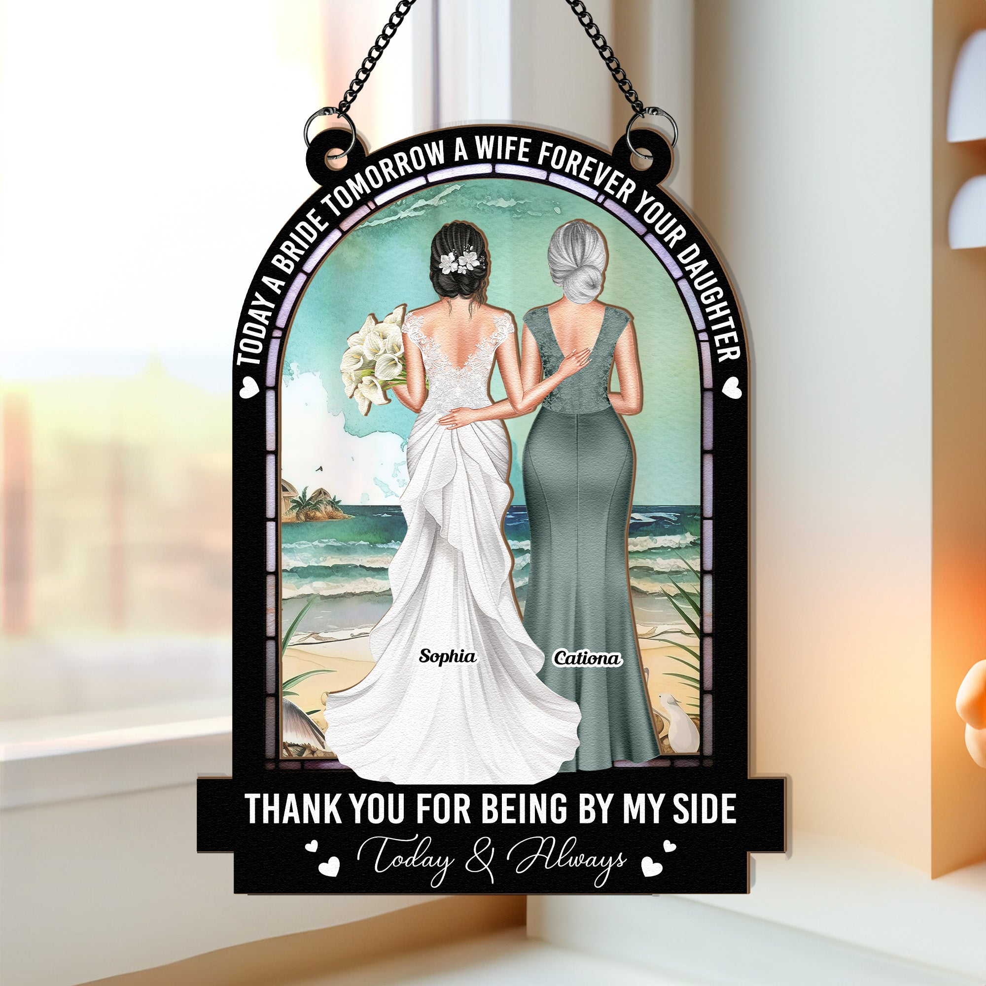 Today A Bride Forever Your Daughter - Personalized Window Hanging Suncatcher Ornament