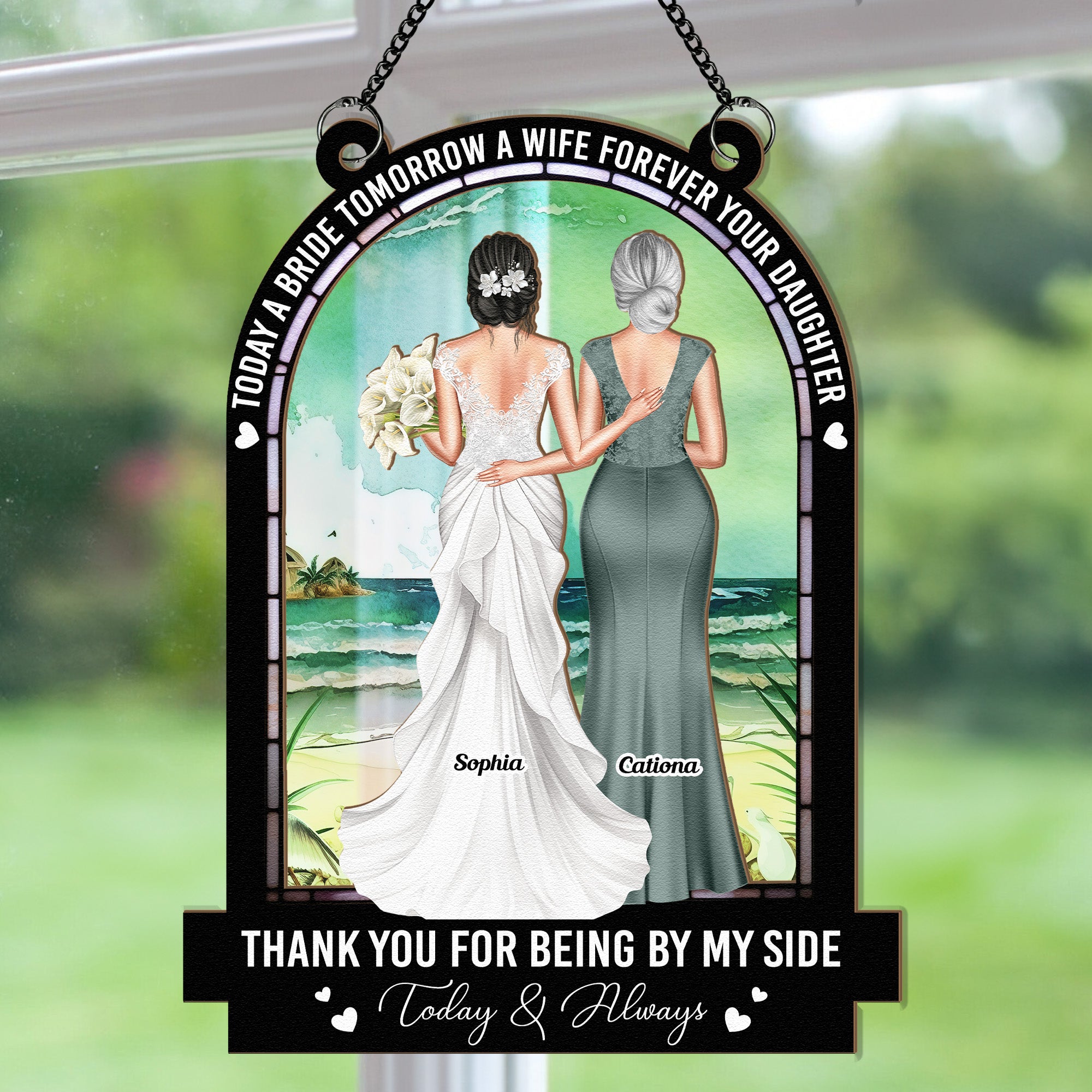 Today A Bride Forever Your Daughter - Personalized Window Hanging Suncatcher Ornament