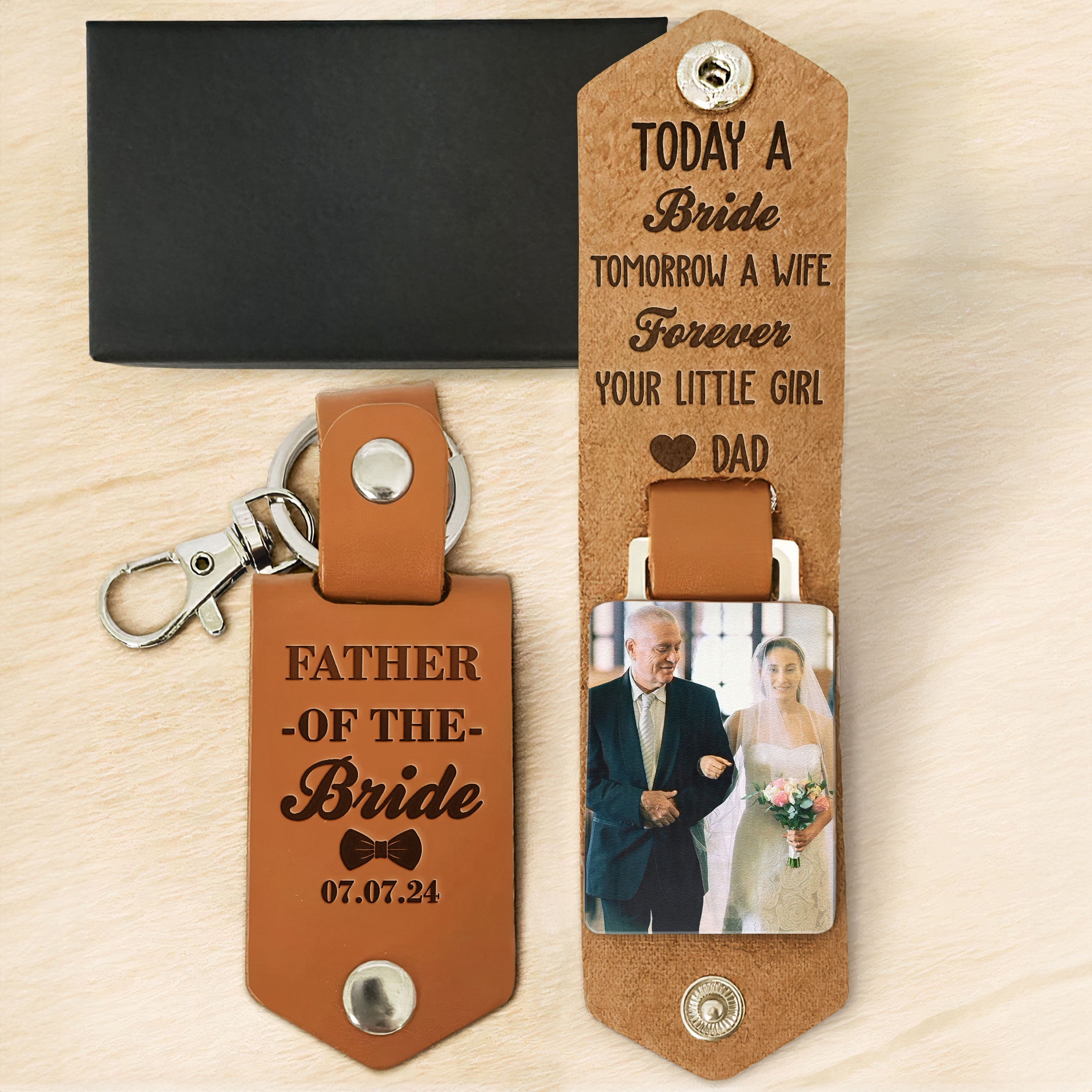 Today Is A Bride Forever Your Little Girl - Personalized Leather Photo Keychain