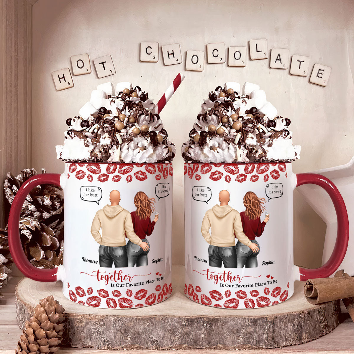 Together Is Our Favorite Place To Be I Like Her Butt - Personalized Accent Mug