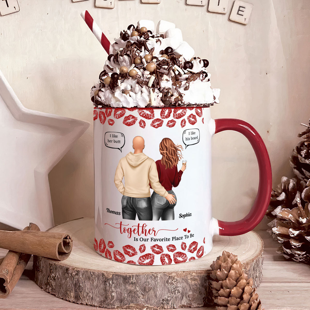 Together Is Our Favorite Place To Be I Like Her Butt - Personalized Accent Mug