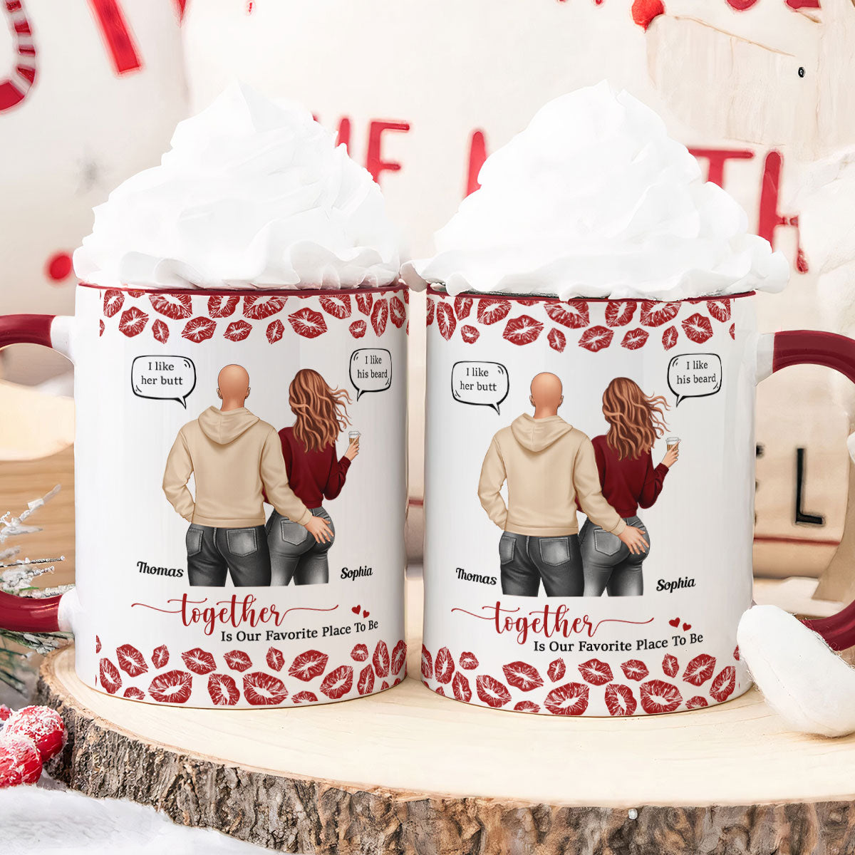 Together Is Our Favorite Place To Be I Like Her Butt - Personalized Accent Mug