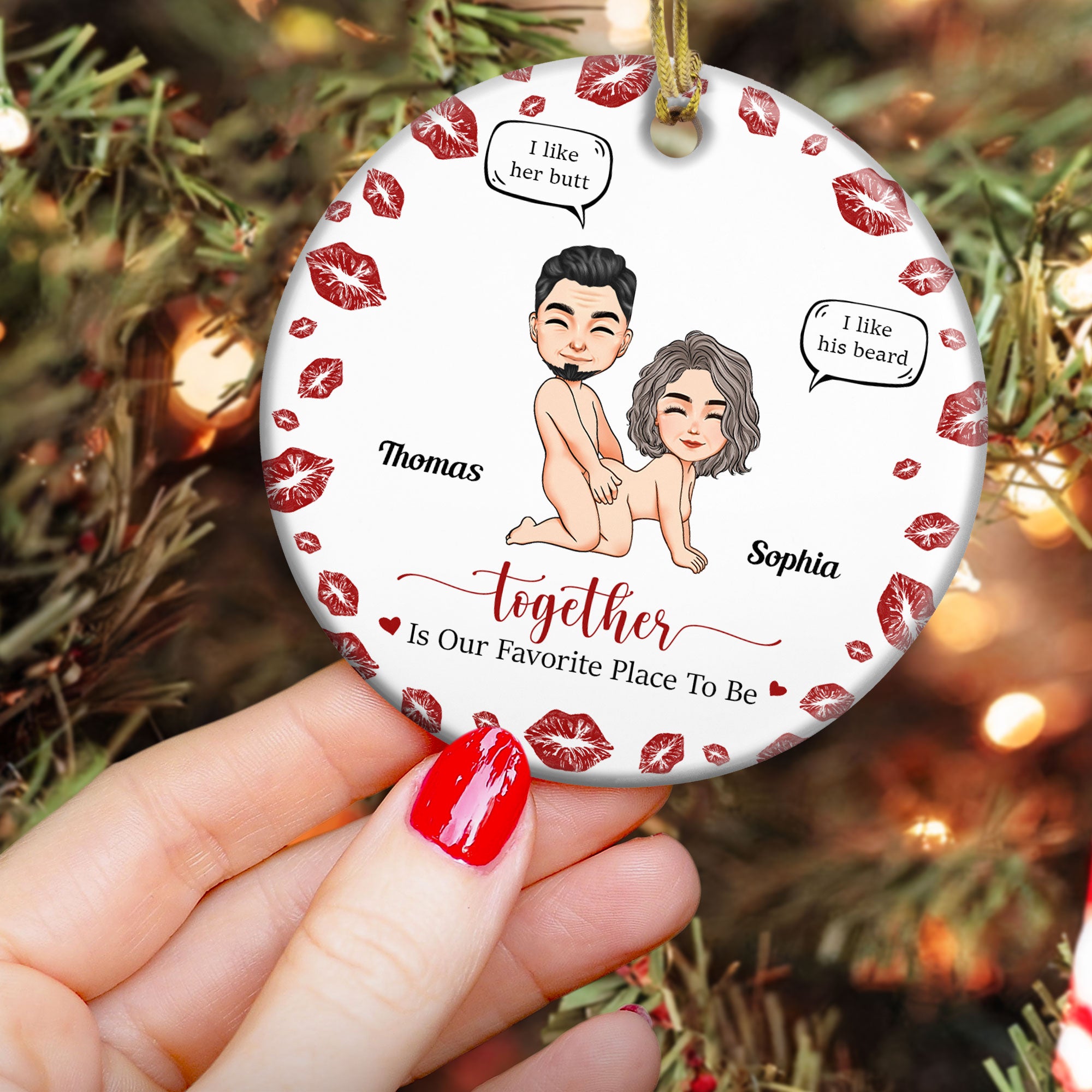 Together Is Our Favorite Place To Be Naughty Couple - Personalized Ceramic Ornament