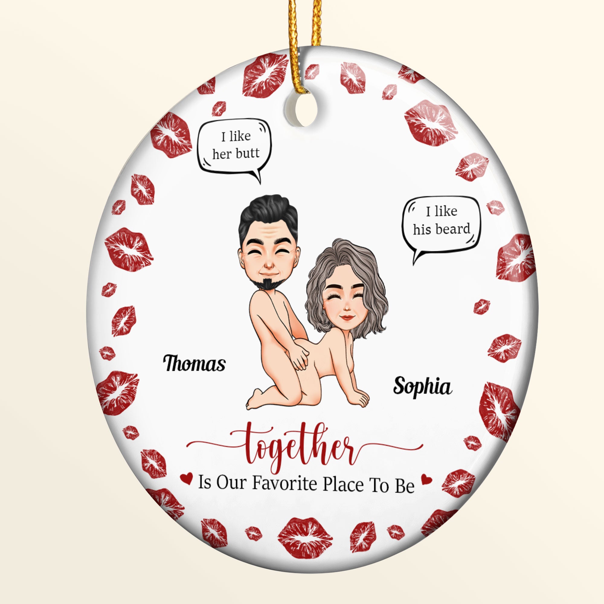 Together Is Our Favorite Place To Be Naughty Couple - Personalized Ceramic Ornament