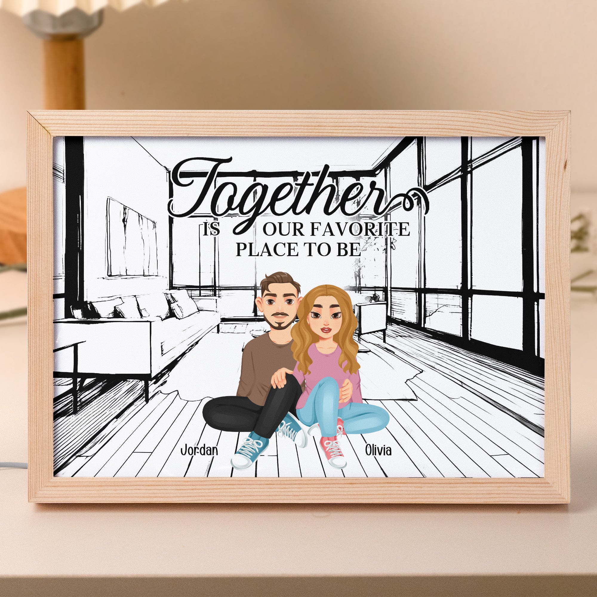 Together Is Our Favorite Place To Be - Personalized Light Up Picture Frame