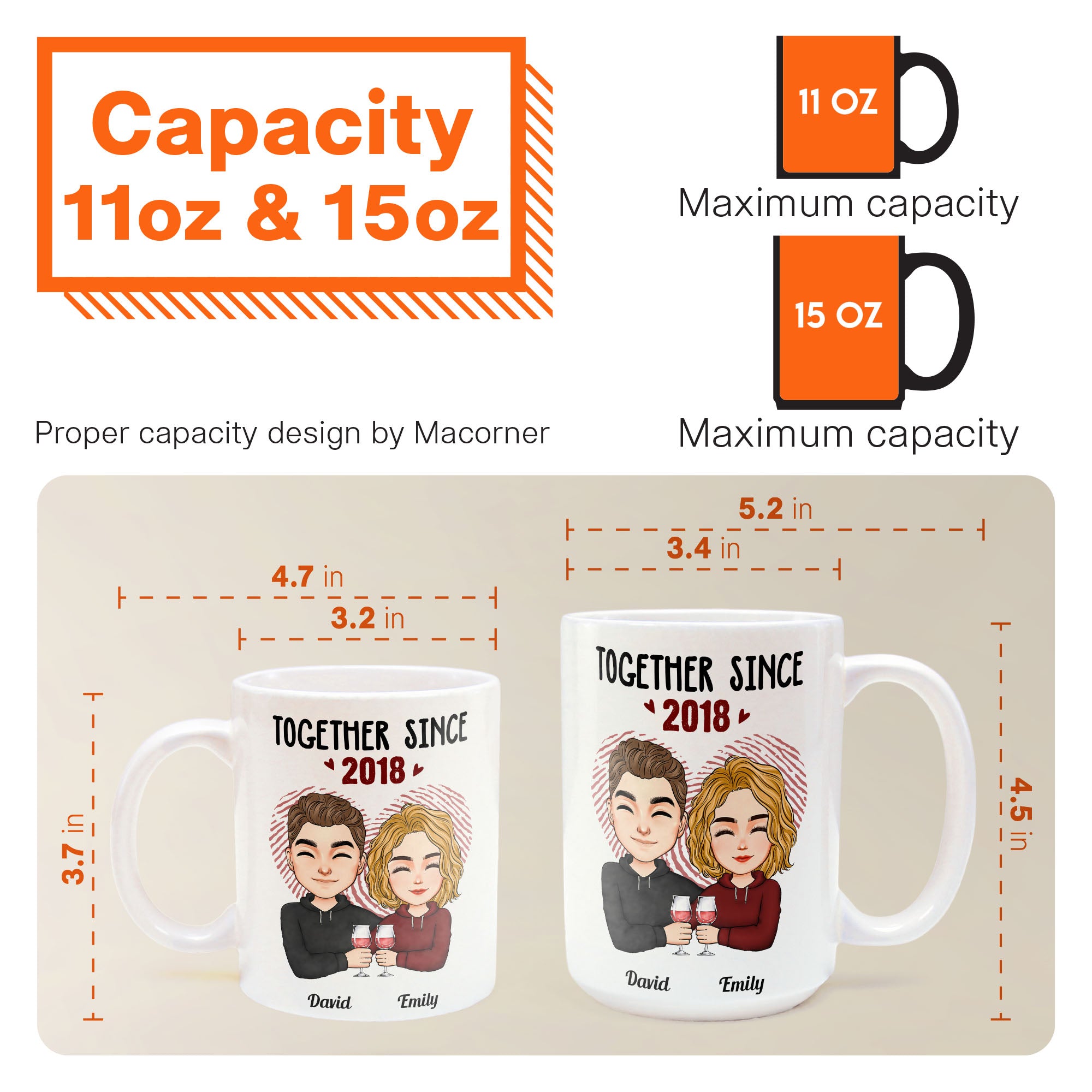 Together Since - Cartoon Couple Version - Personalized Mug