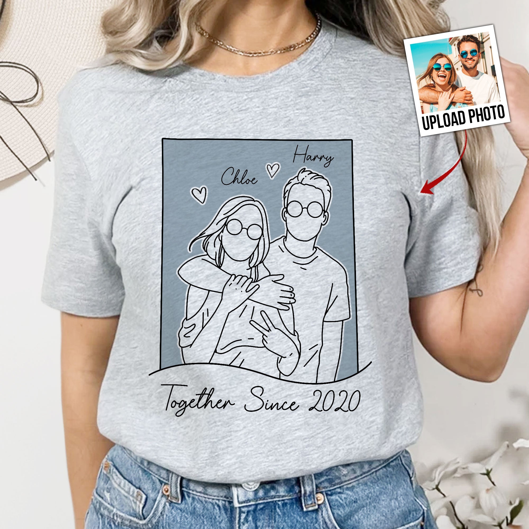 Together Since Couple Line Art - Personalized Shirt