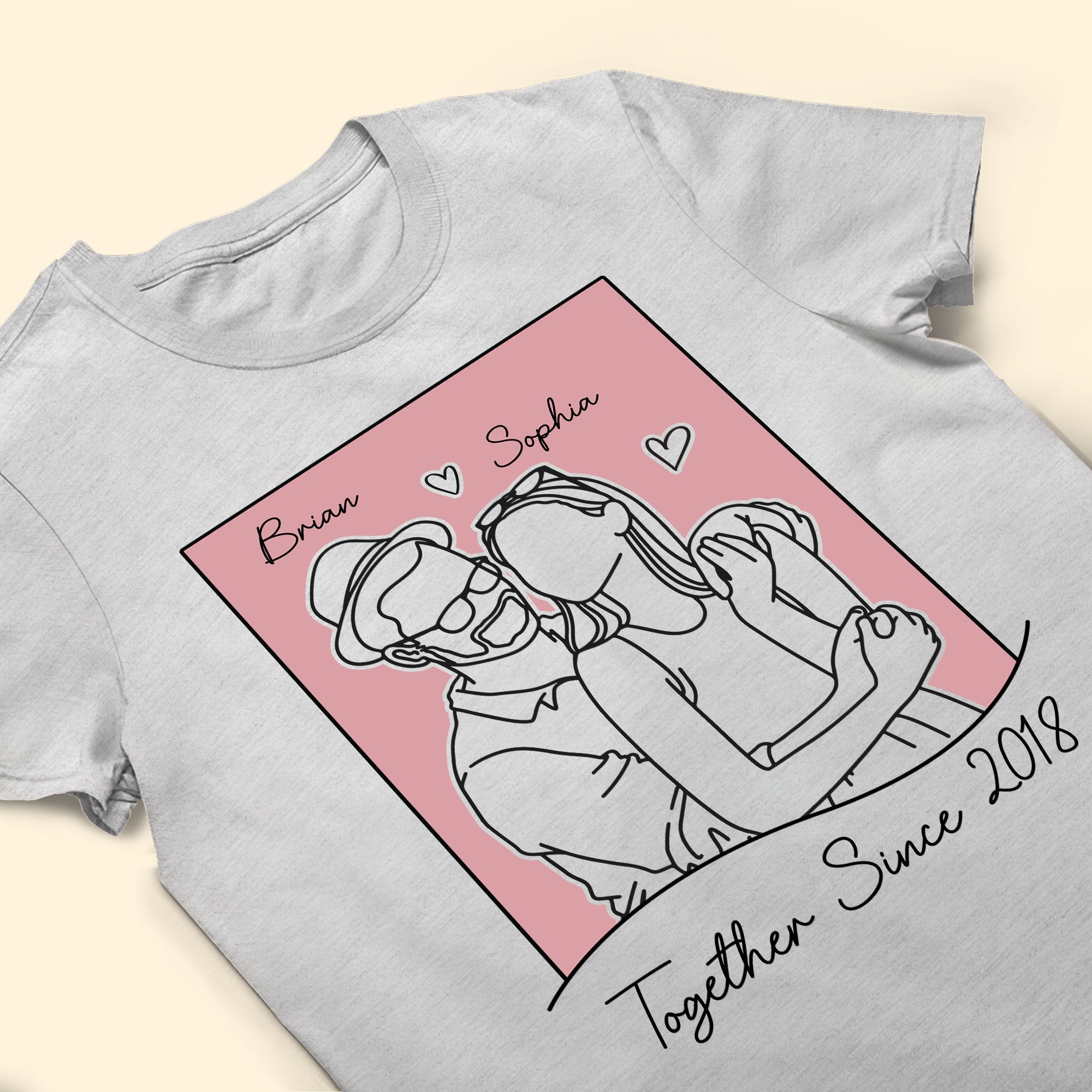 Together Since Couple Line Art - Personalized Shirt