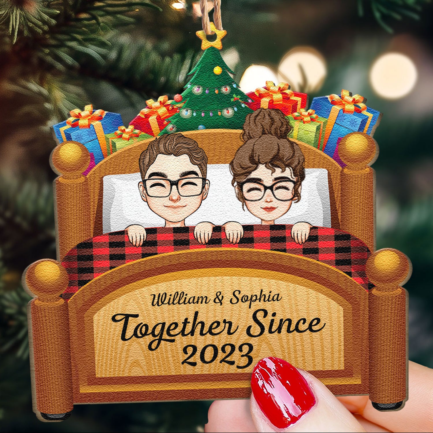 Together Since Couples - Personalized Custom Shaped Wooden Ornament