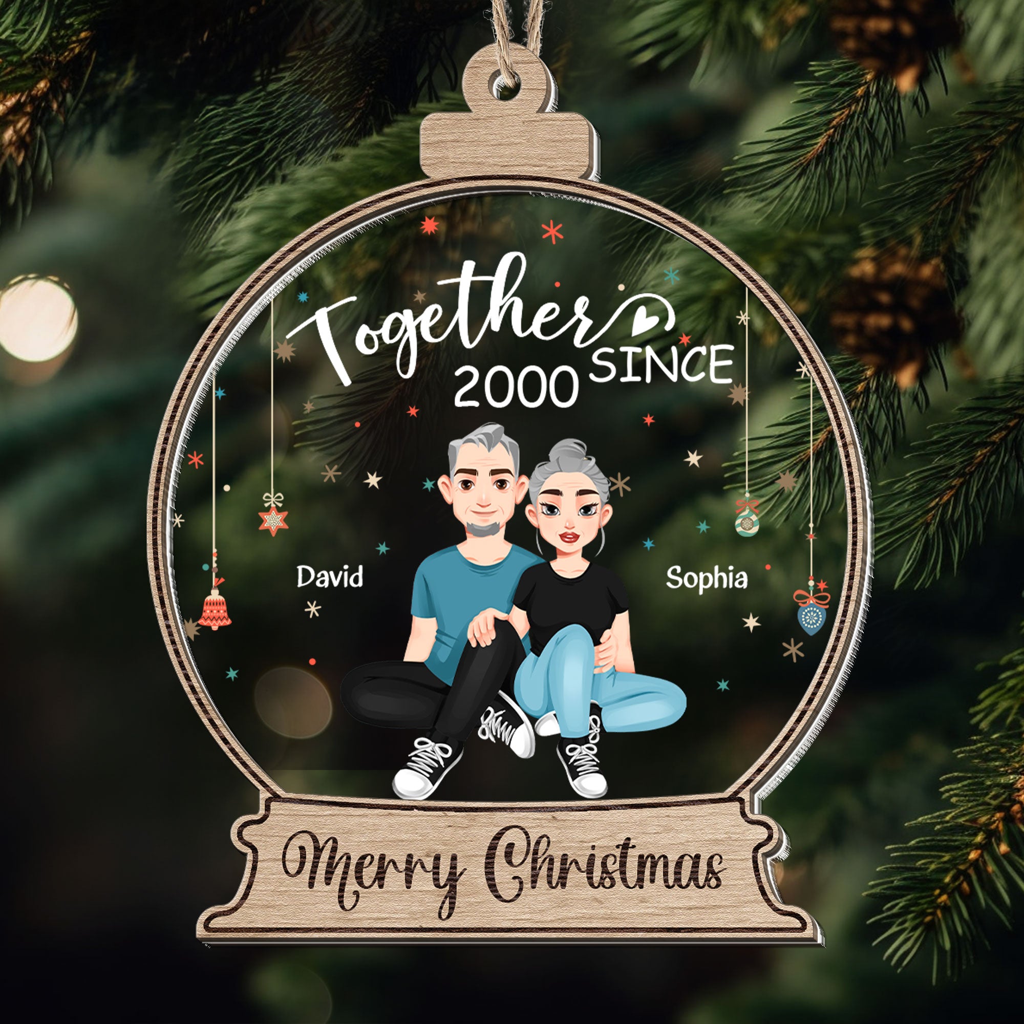 Together Since Couples - Personalized Wood And Acrylic Ornament