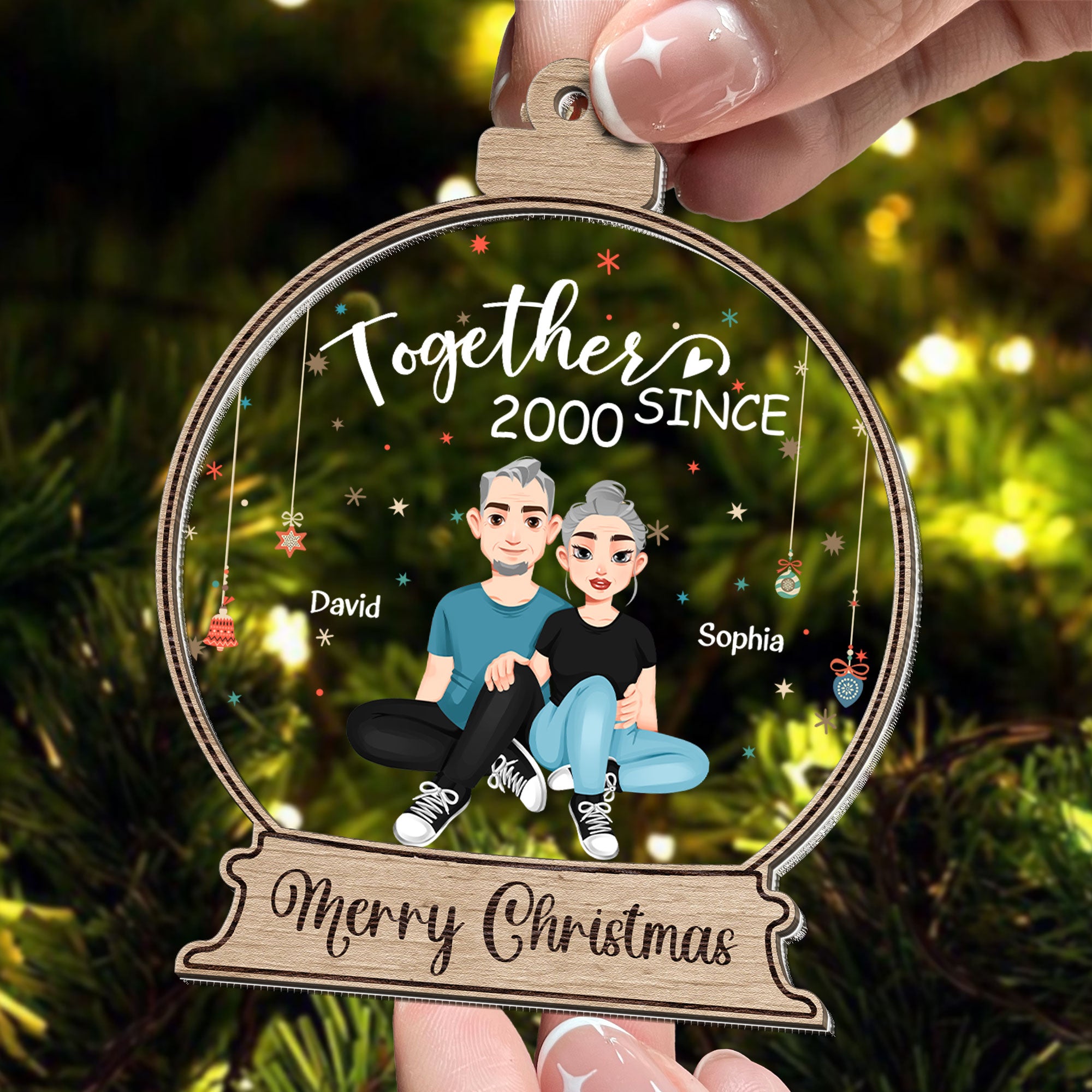 Together Since Couples - Personalized Wood And Acrylic Ornament