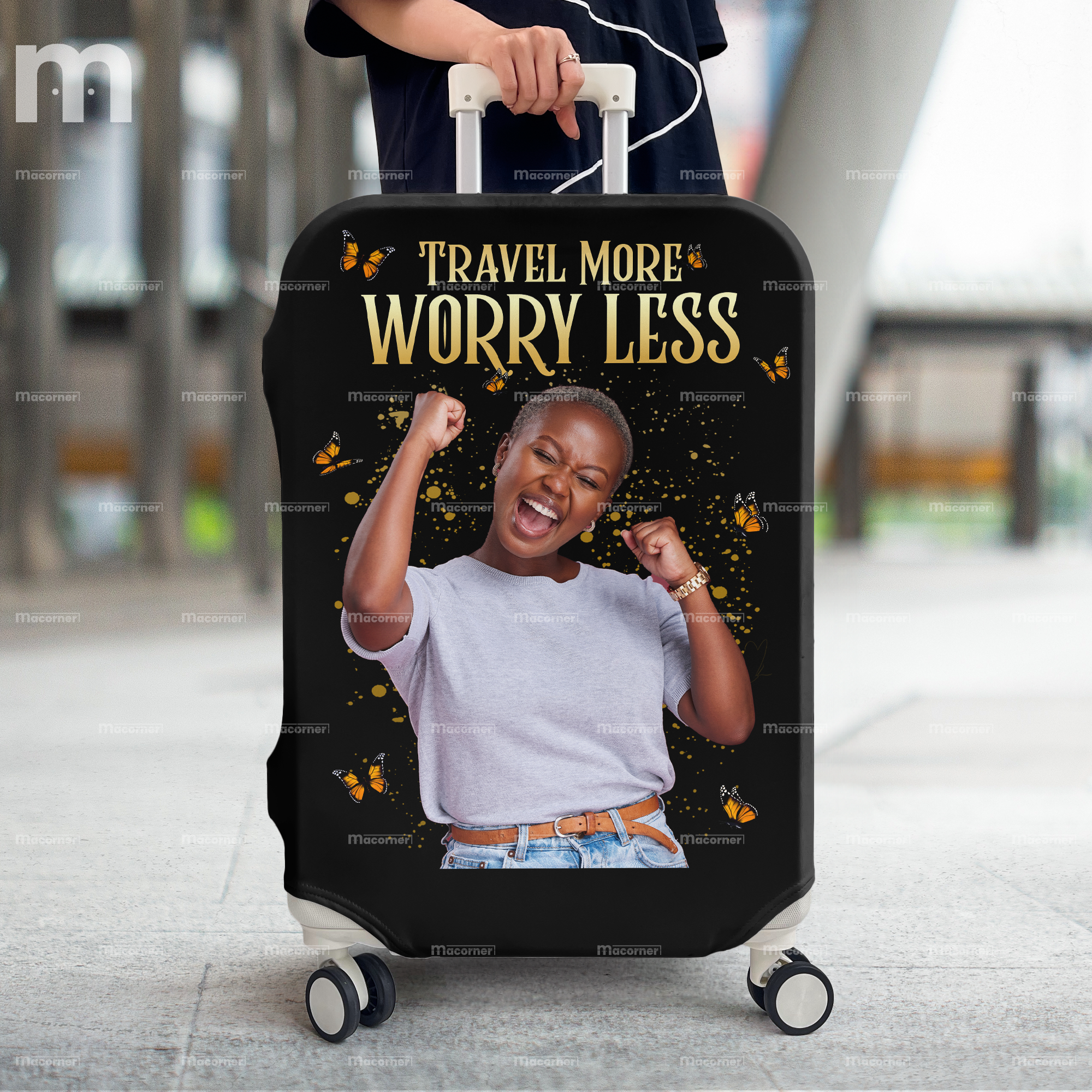 Travel More Worry Less - Personalized Photo Luggage Cover