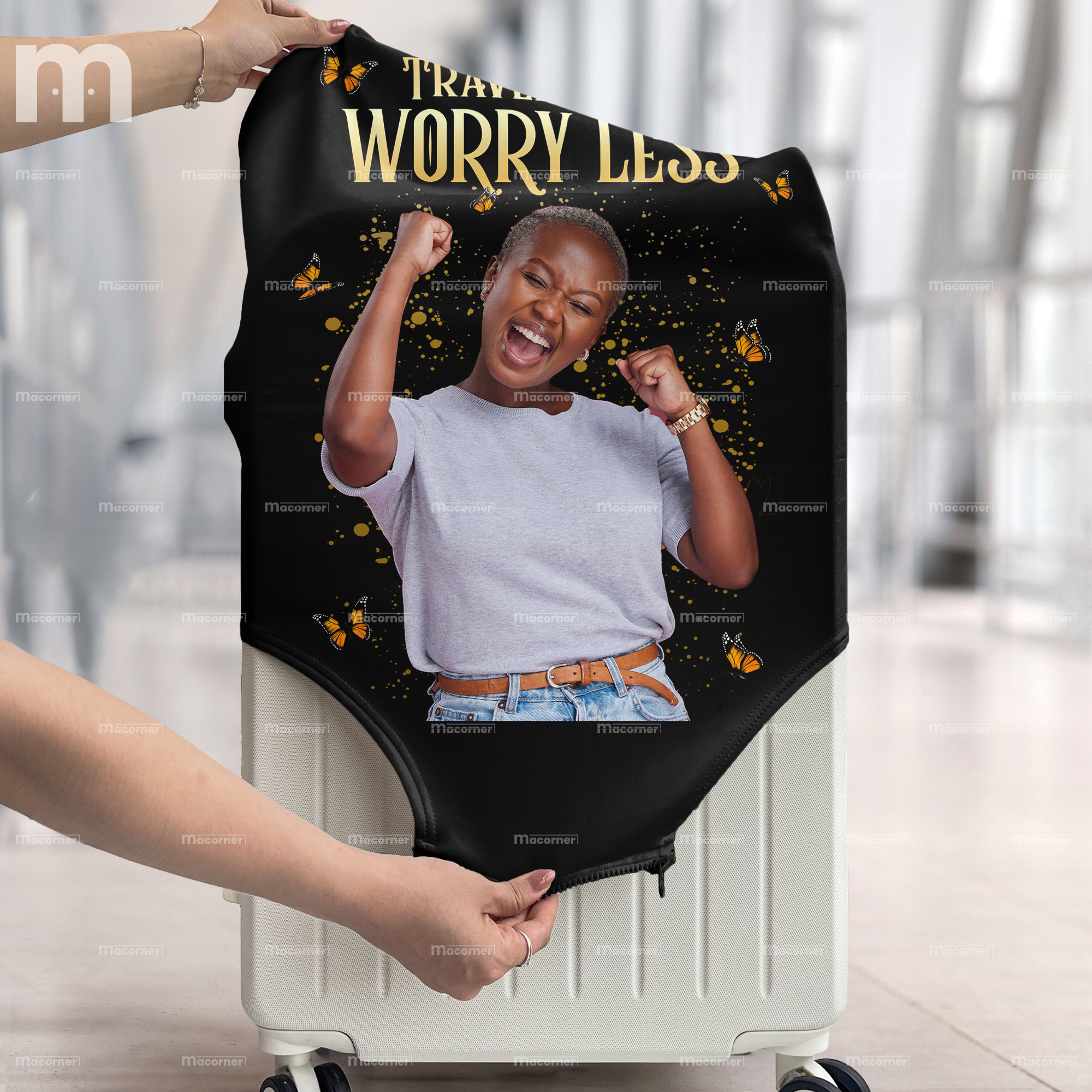 Travel More Worry Less - Personalized Photo Luggage Cover