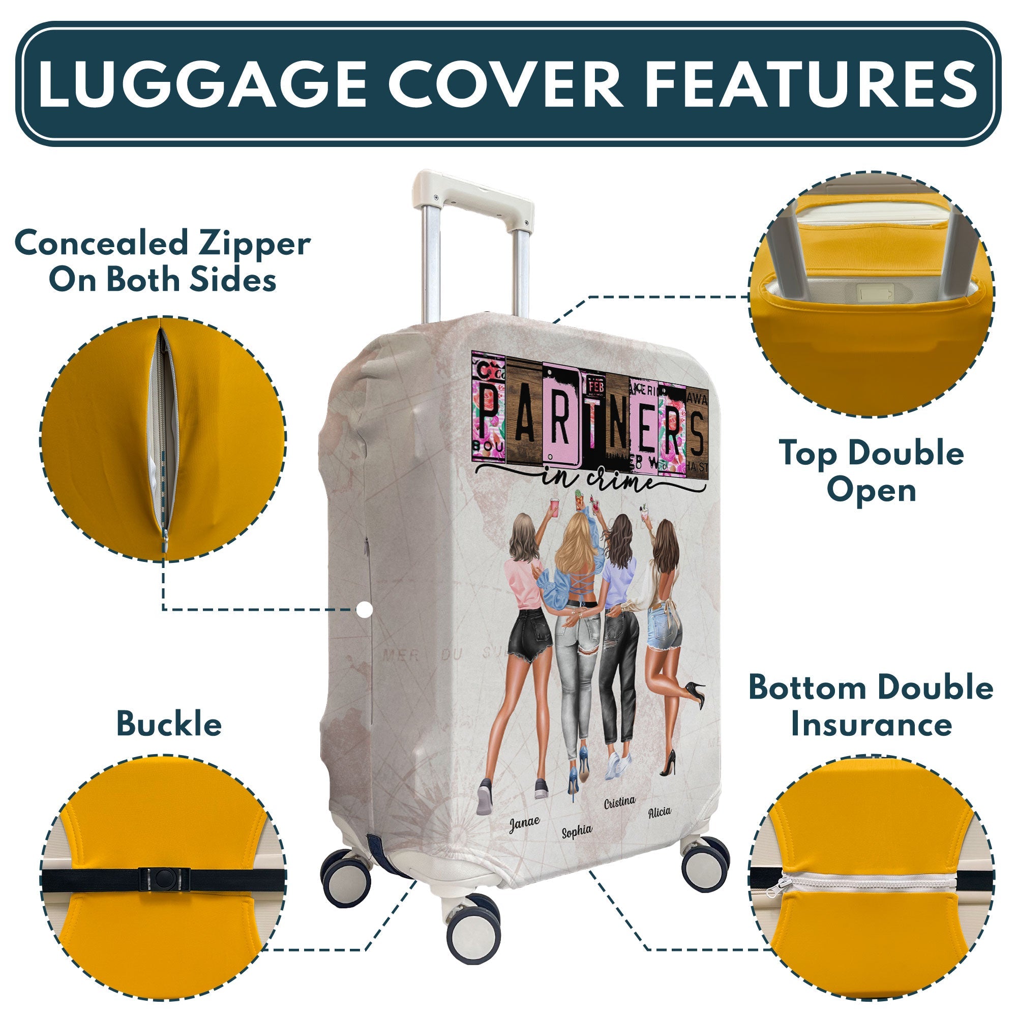 Traveling Partners In Crime - Personalized Luggage Cover