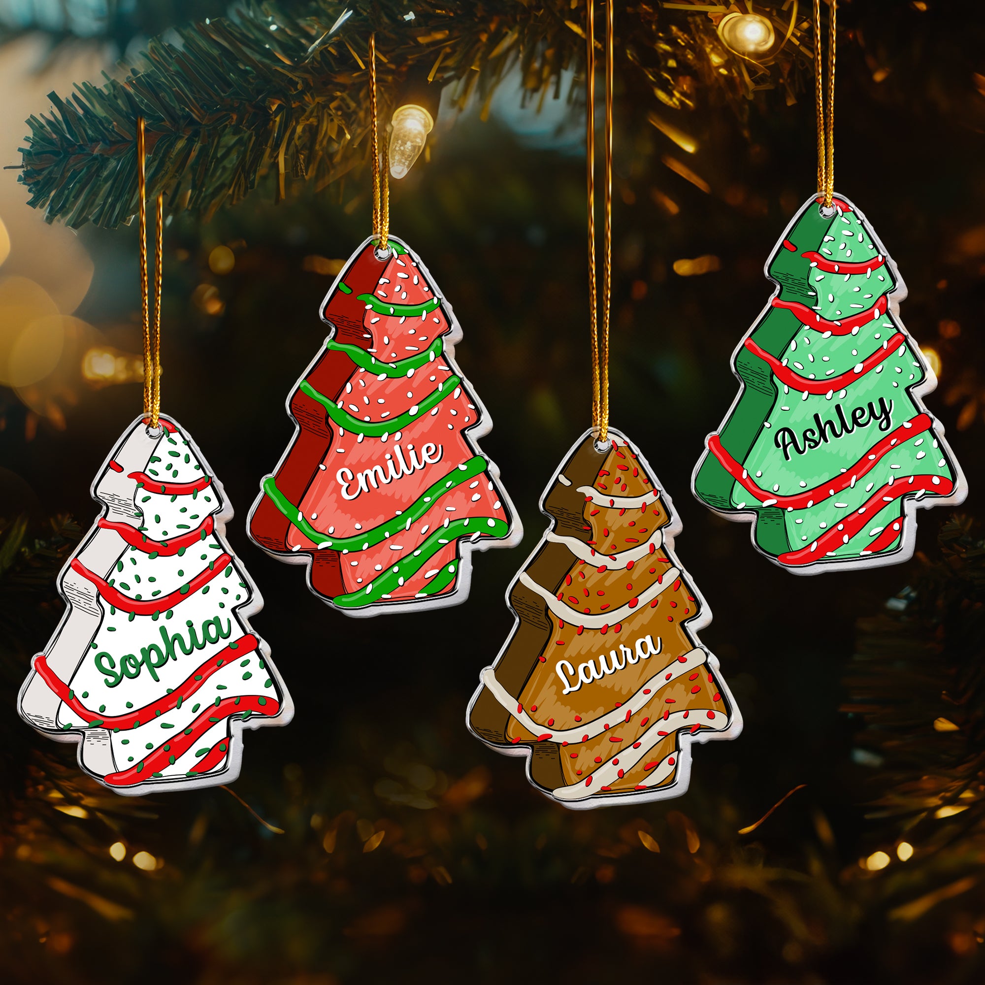 Tree Cake Name Family - Personalized Acrylic Ornament