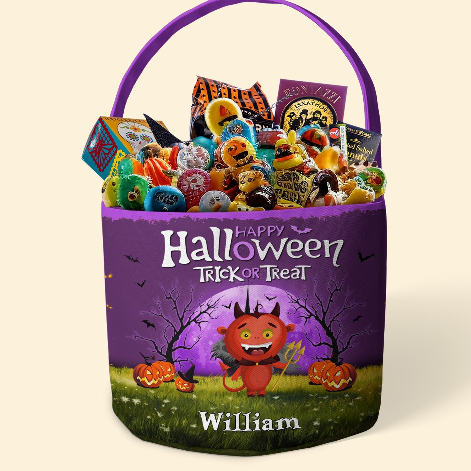 Trick Or Treat Kid Name Halloween - Personalized Halloween Spooky Basket