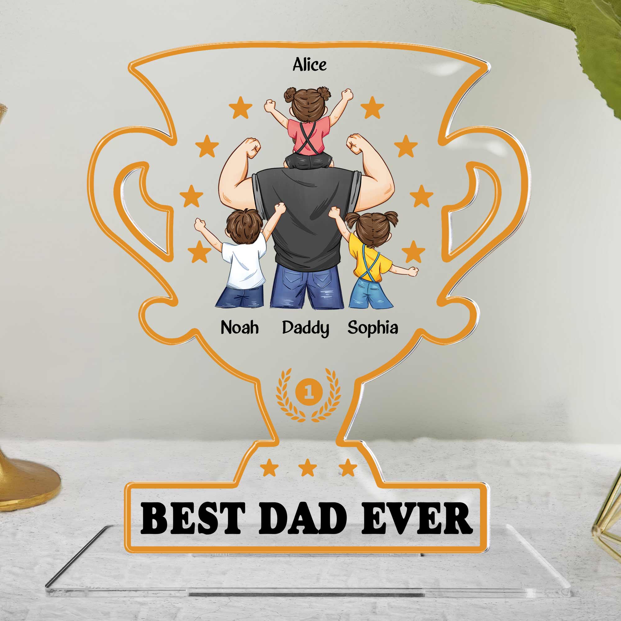 Trophy For The Best Dad - Personalized Acrylic Plaque