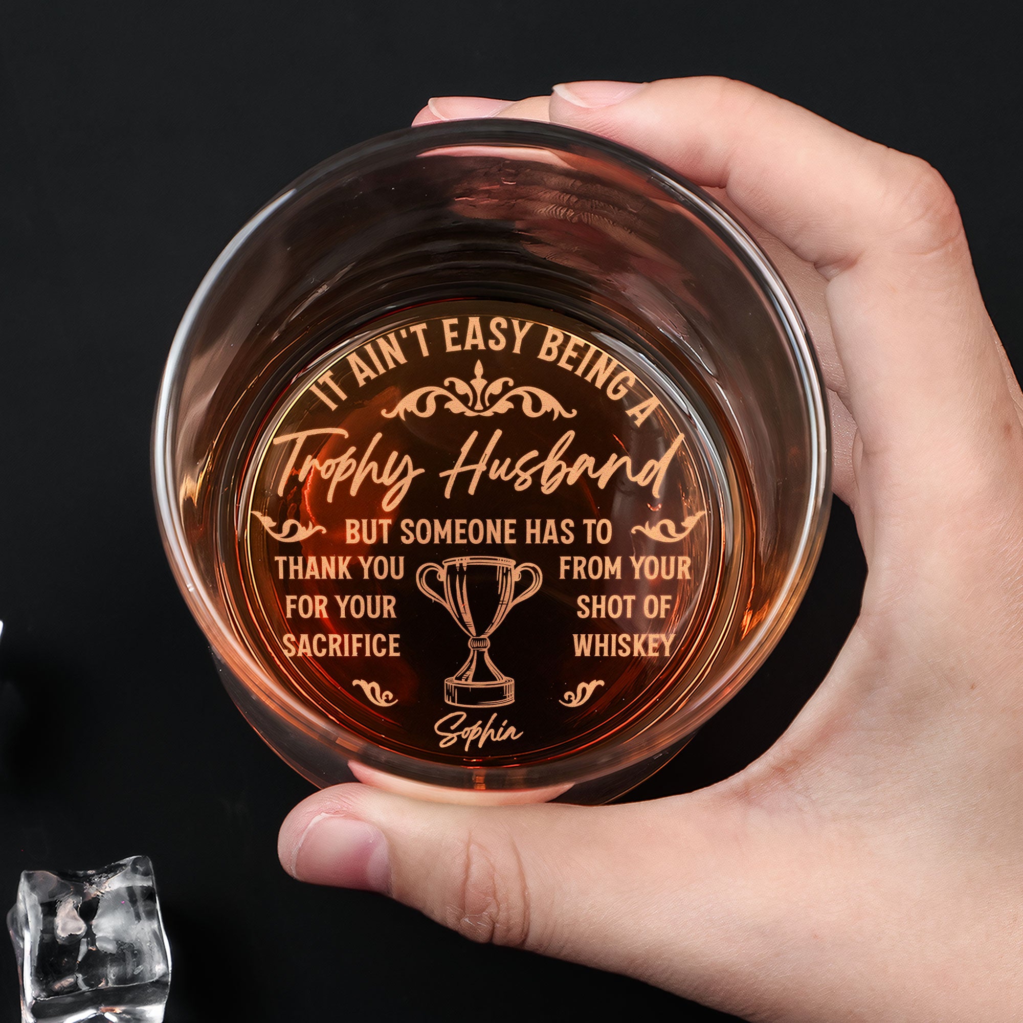 Trophy Husband - Personalized Engraved Whiskey Glass