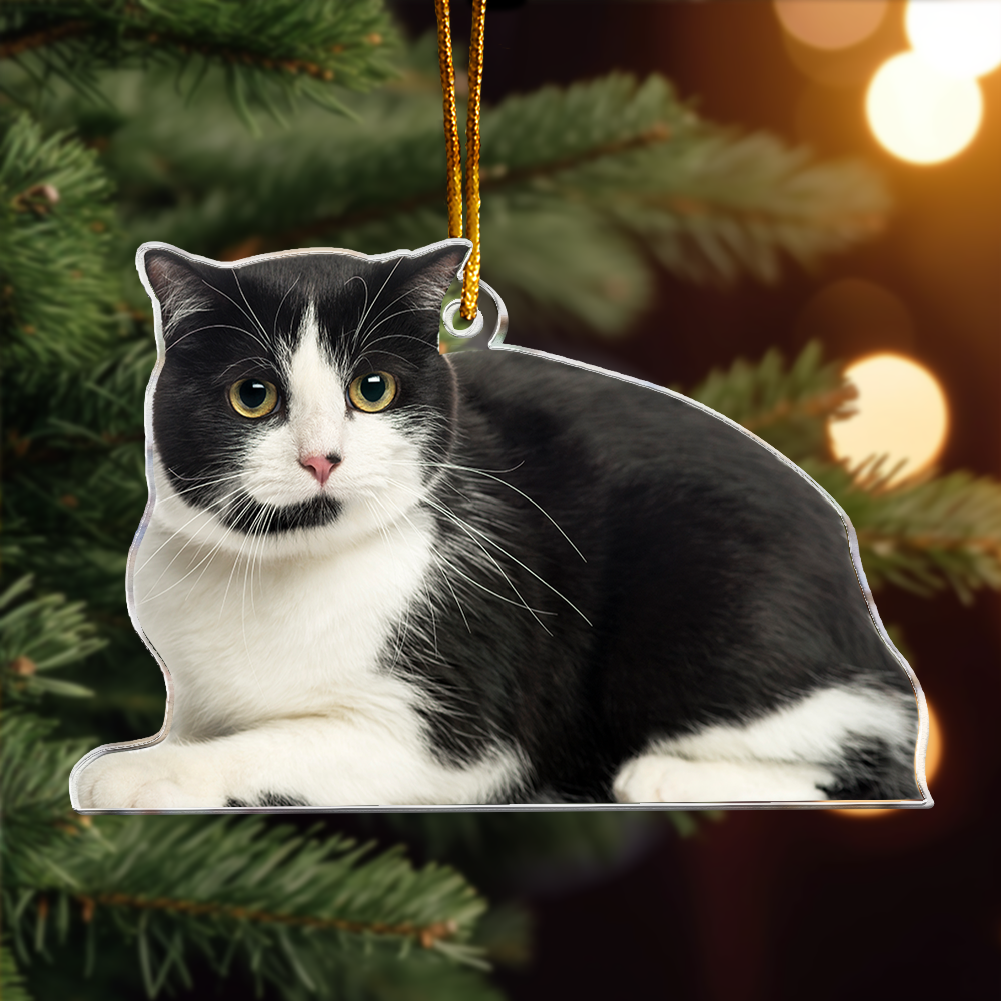 Tuxedo Cat Ornament - Personalized Acrylic Photo Ornament