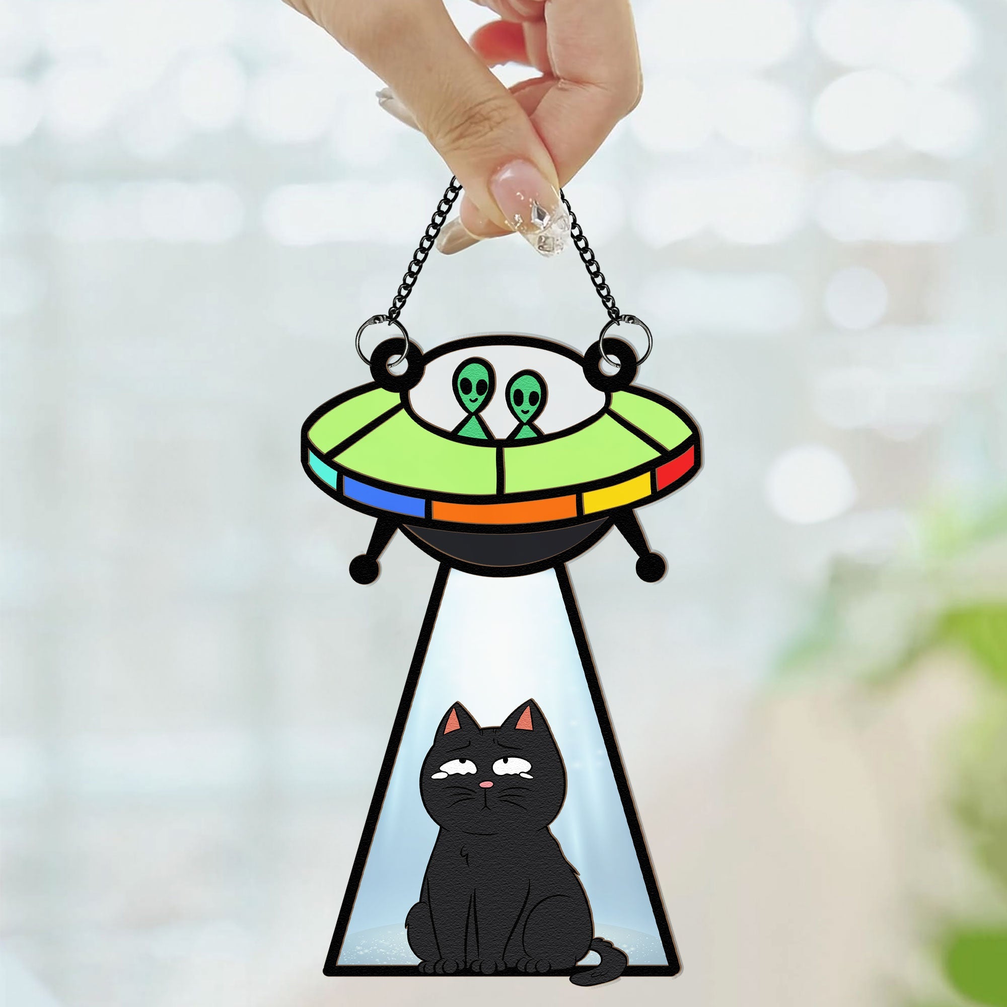 Ufo Abduction - Personalized Window Hanging Suncatcher Ornament