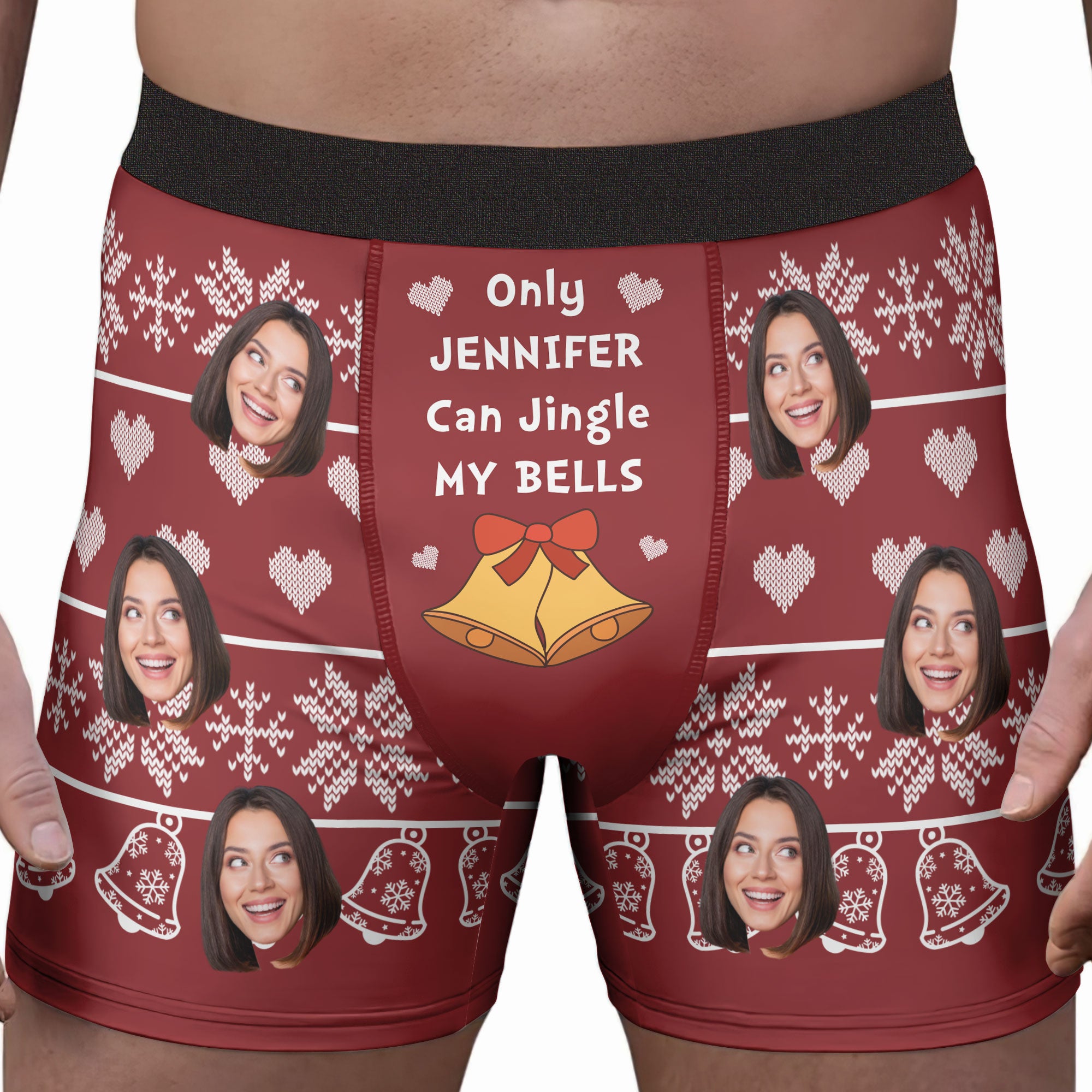 Ugly Christmas Jingle My Bells - Personalized Photo Men's Boxer Briefs