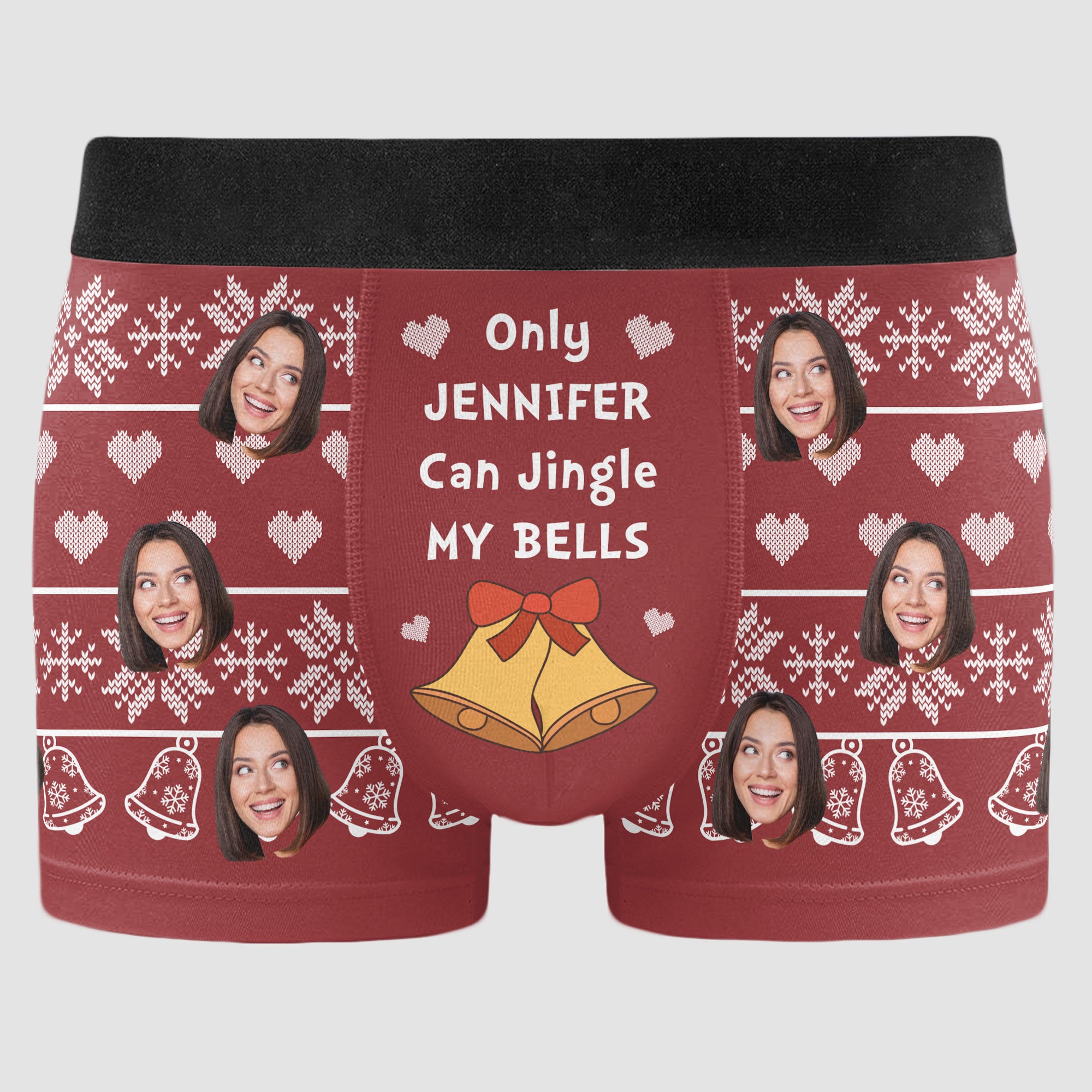 Ugly Christmas Jingle My Bells - Personalized Photo Men's Boxer Briefs